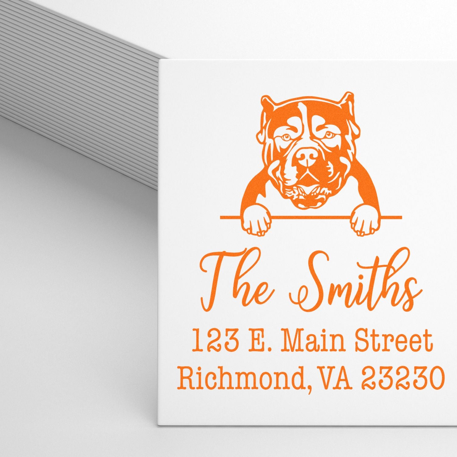 Wood Handle American Bulldog Customizable Address Return Stamper