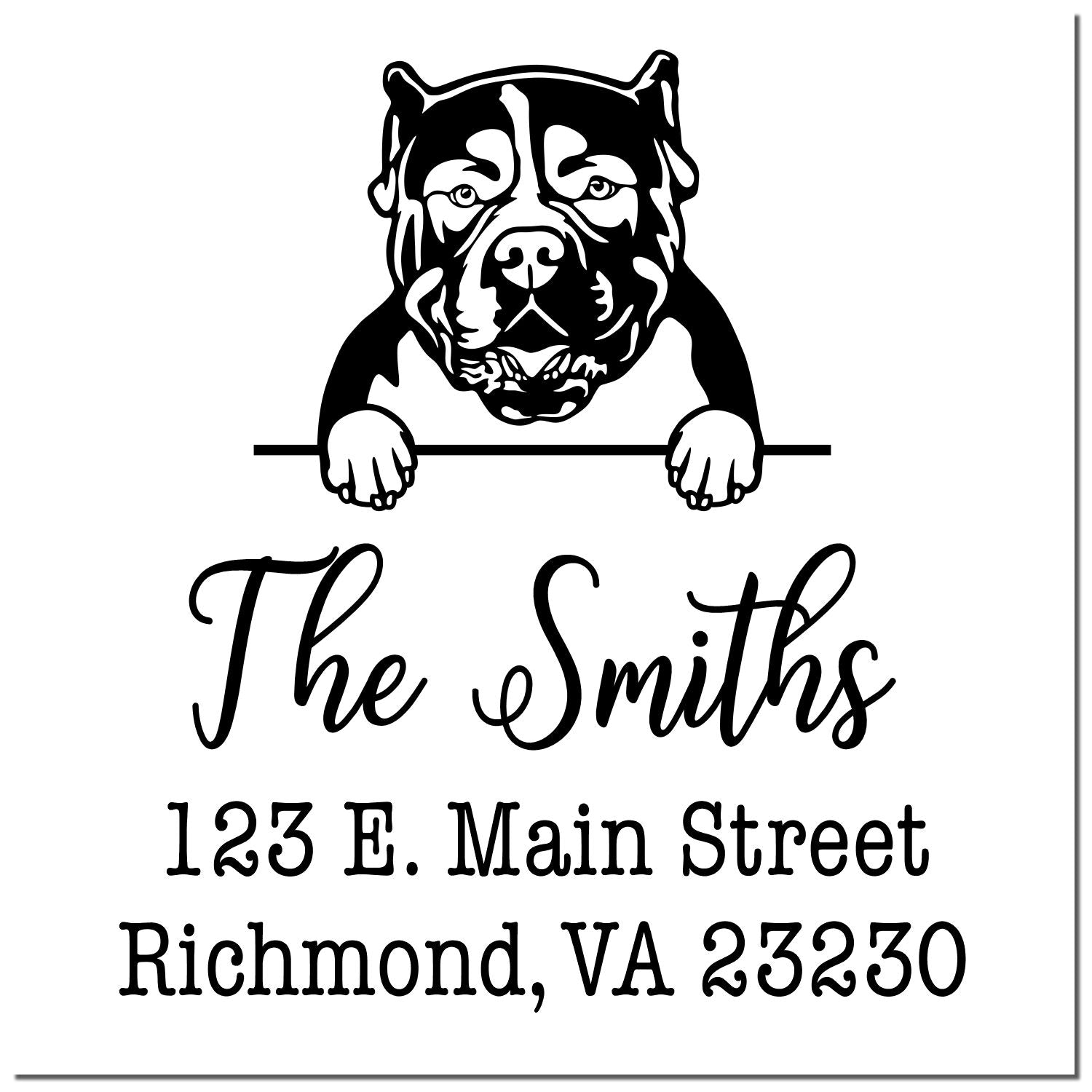 Self-Inking American Bulldog Custom-Made Return Address Rubber Stamp