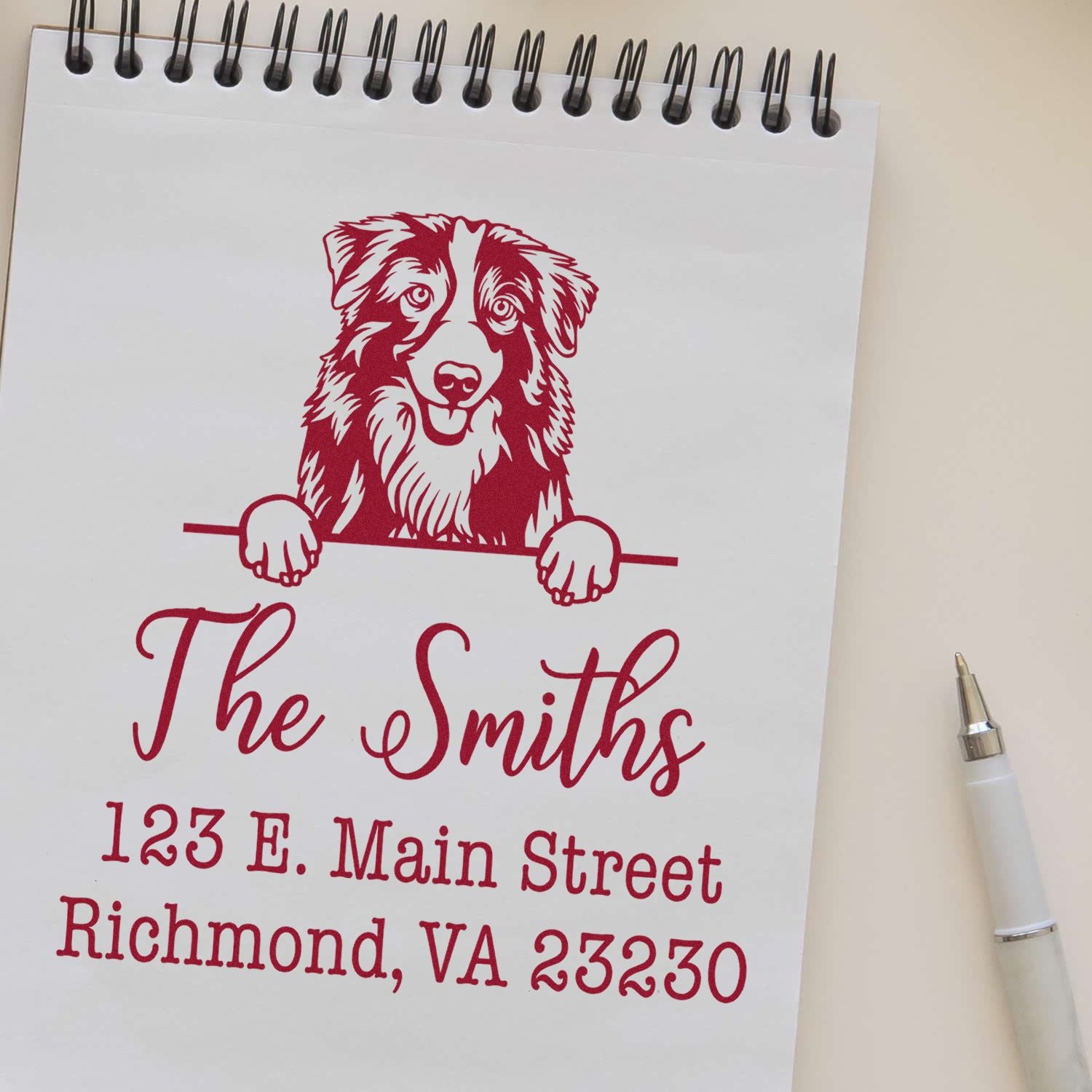 Self-Inking Australian Shepherd Custom-Made Return Address Stamp for Envelopes