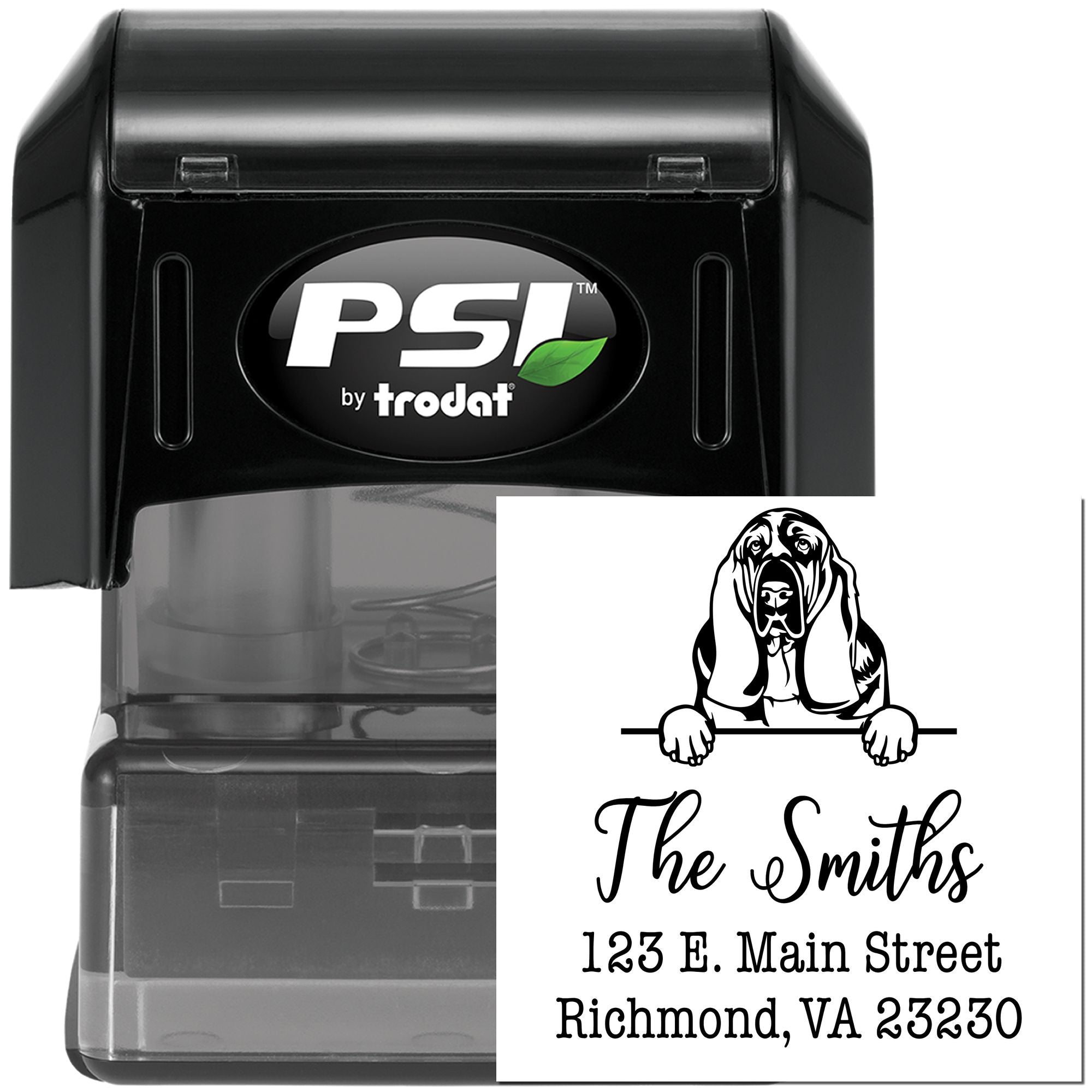 PSI Pre-Inked Basset Hound Personalizable Address Return Stamp for Envelopes