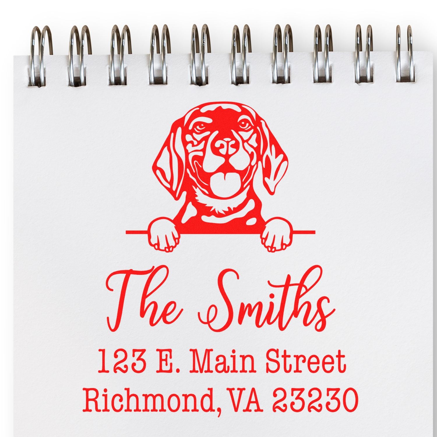 Wood Handle Beagle Customizable Address Stamp