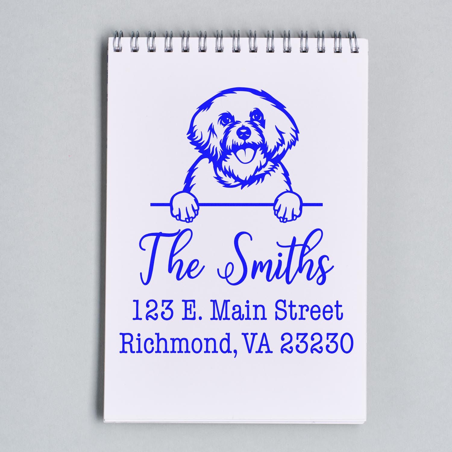 Self-Inking Bichon Frise Custom-Made Rubber Address Stamp