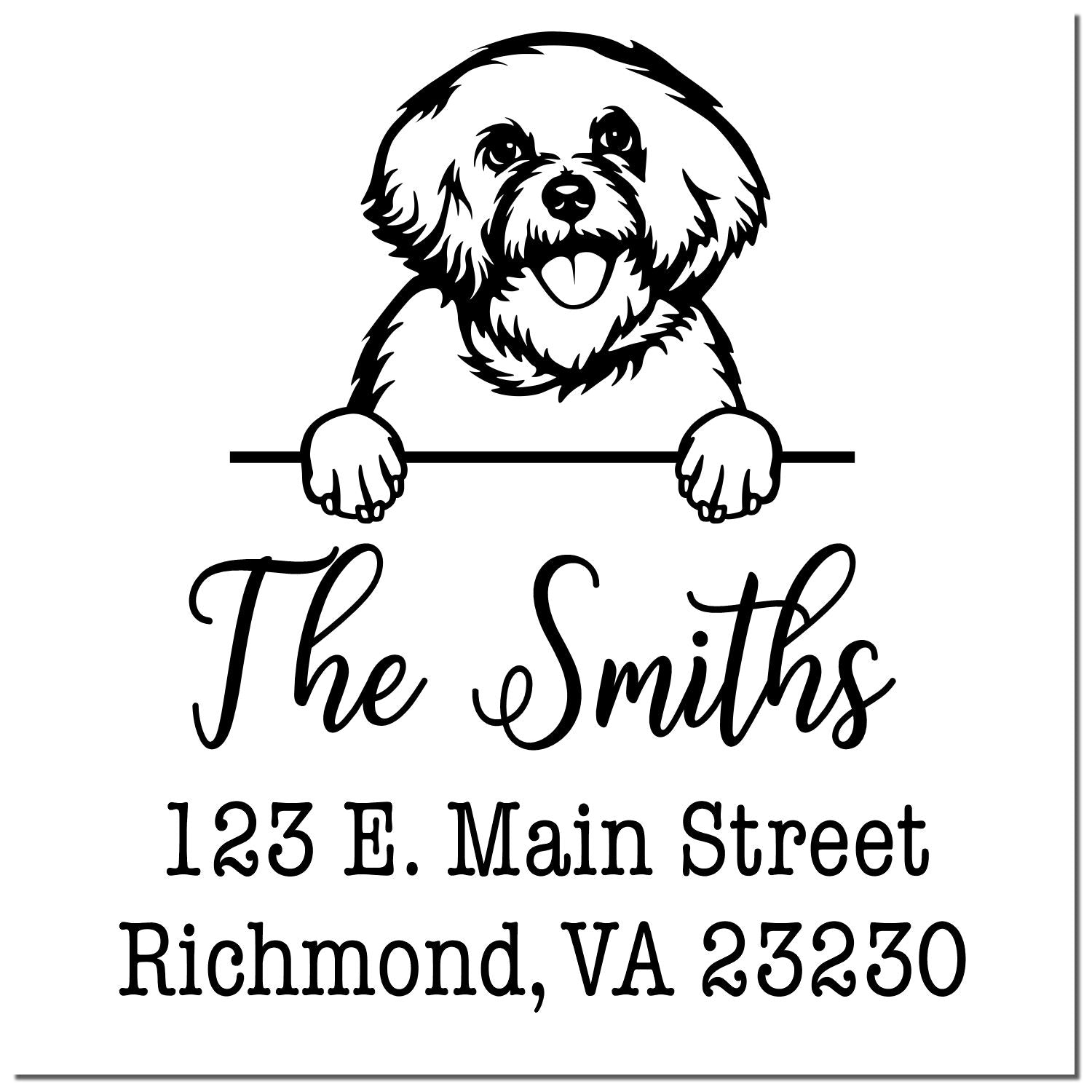 Slim Pre-Inked Bichon Frise Customized Name and Address Rubber Stamp