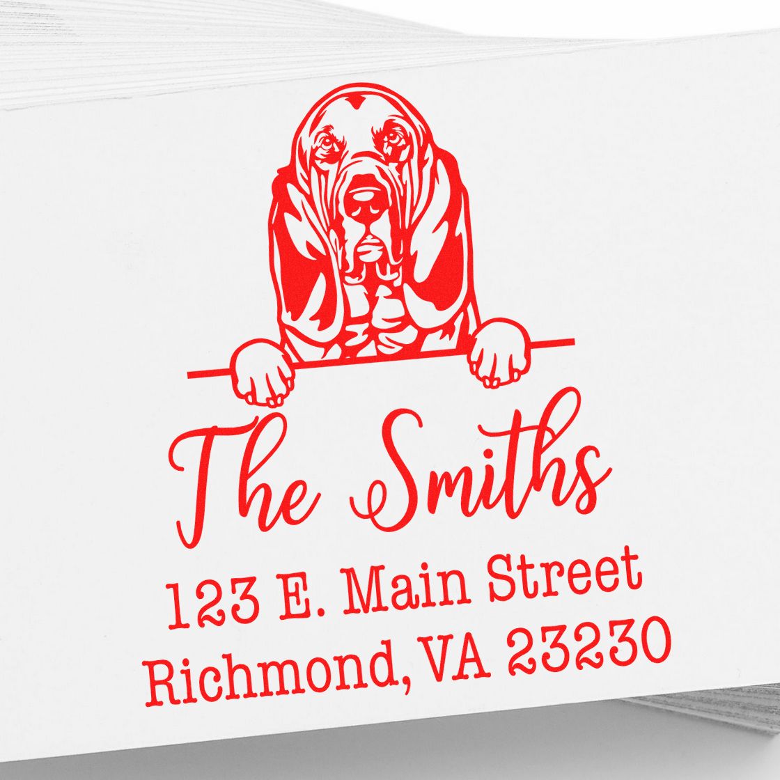 Wood Handle Bloodhounds Customizable Address Stamper