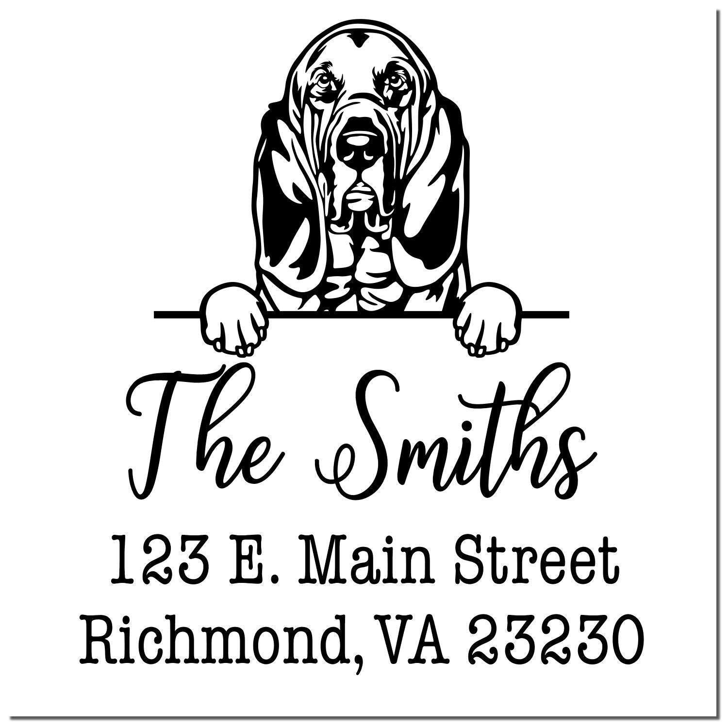 Wood Handle Bloodhounds Customizable Address Stamper