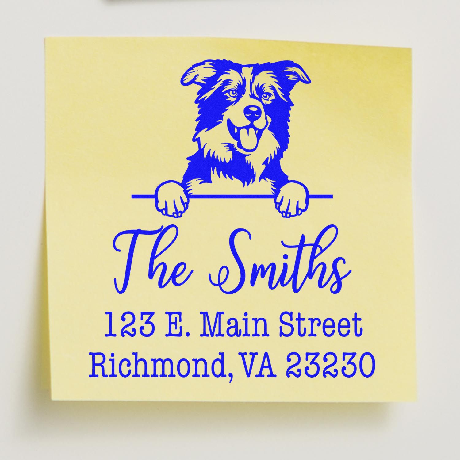 Wood Handle Border Collies Customizable Custom Address Rubber Stamp