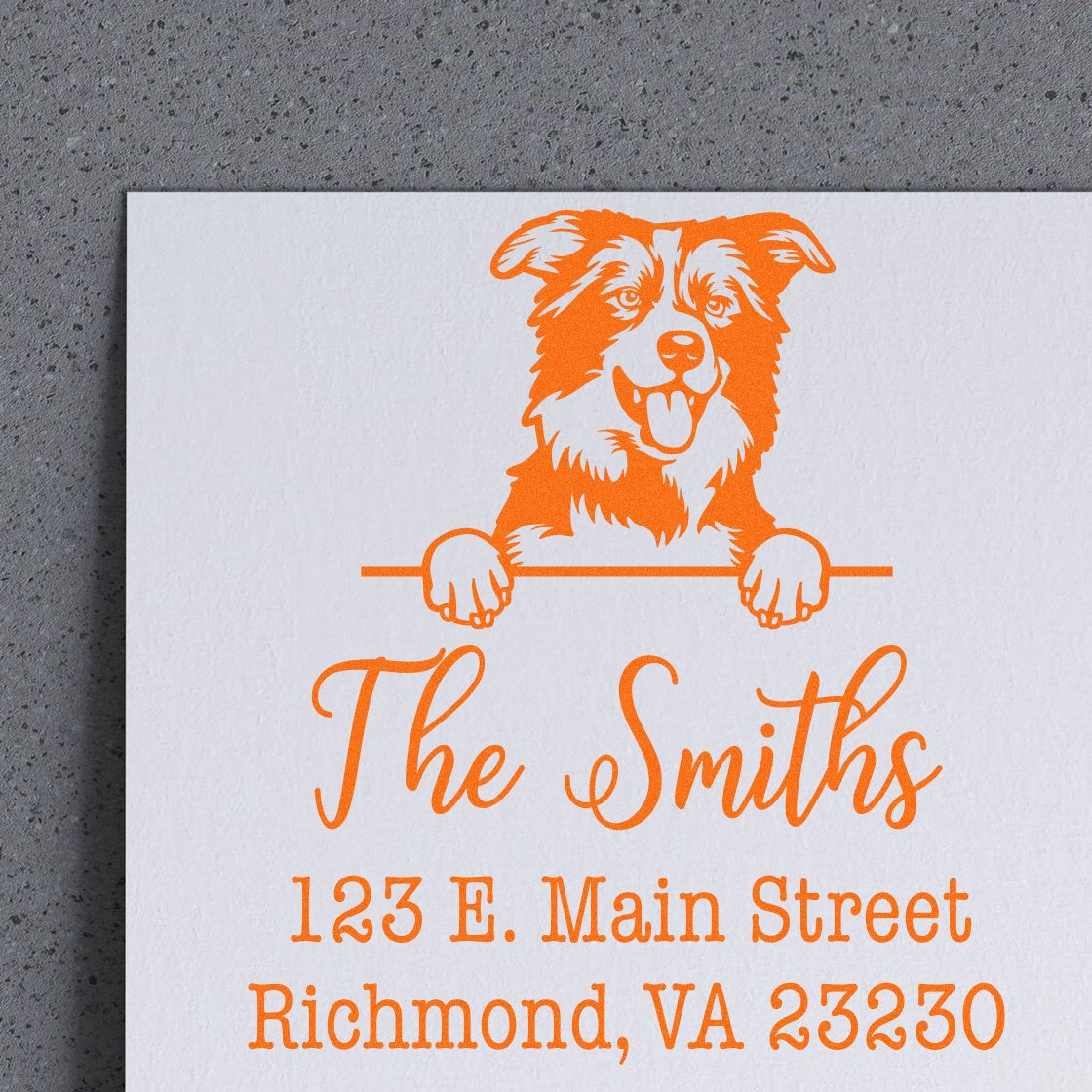 Wood Handle Border Collies Customizable Custom Address Rubber Stamp