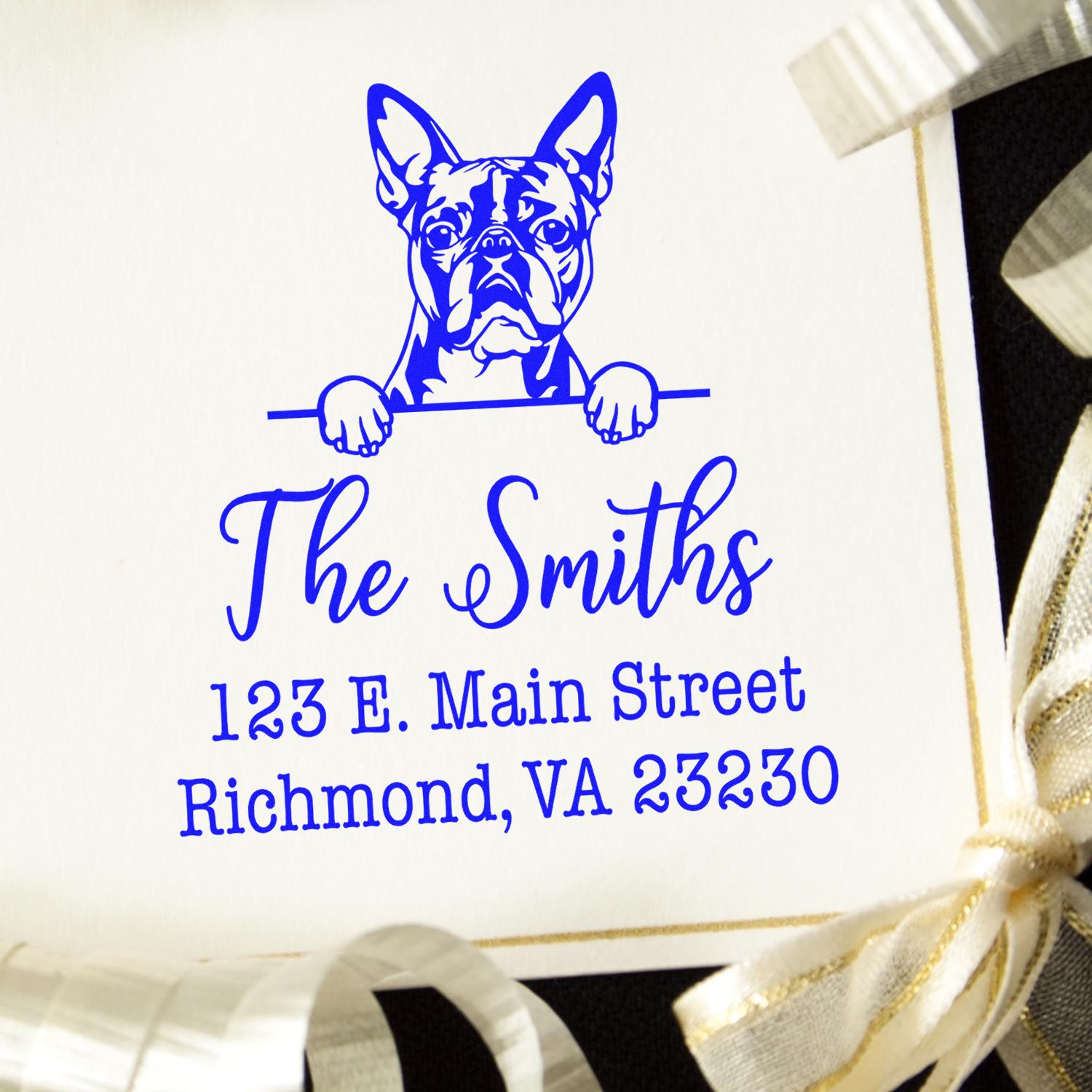 Slim Pre-Inked Boston Terrier Customized Easy-To-Use Address Stamp