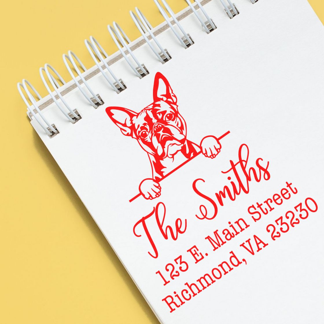 Self-Inking Boston Terrier Dog Design Address Rubber Stamp