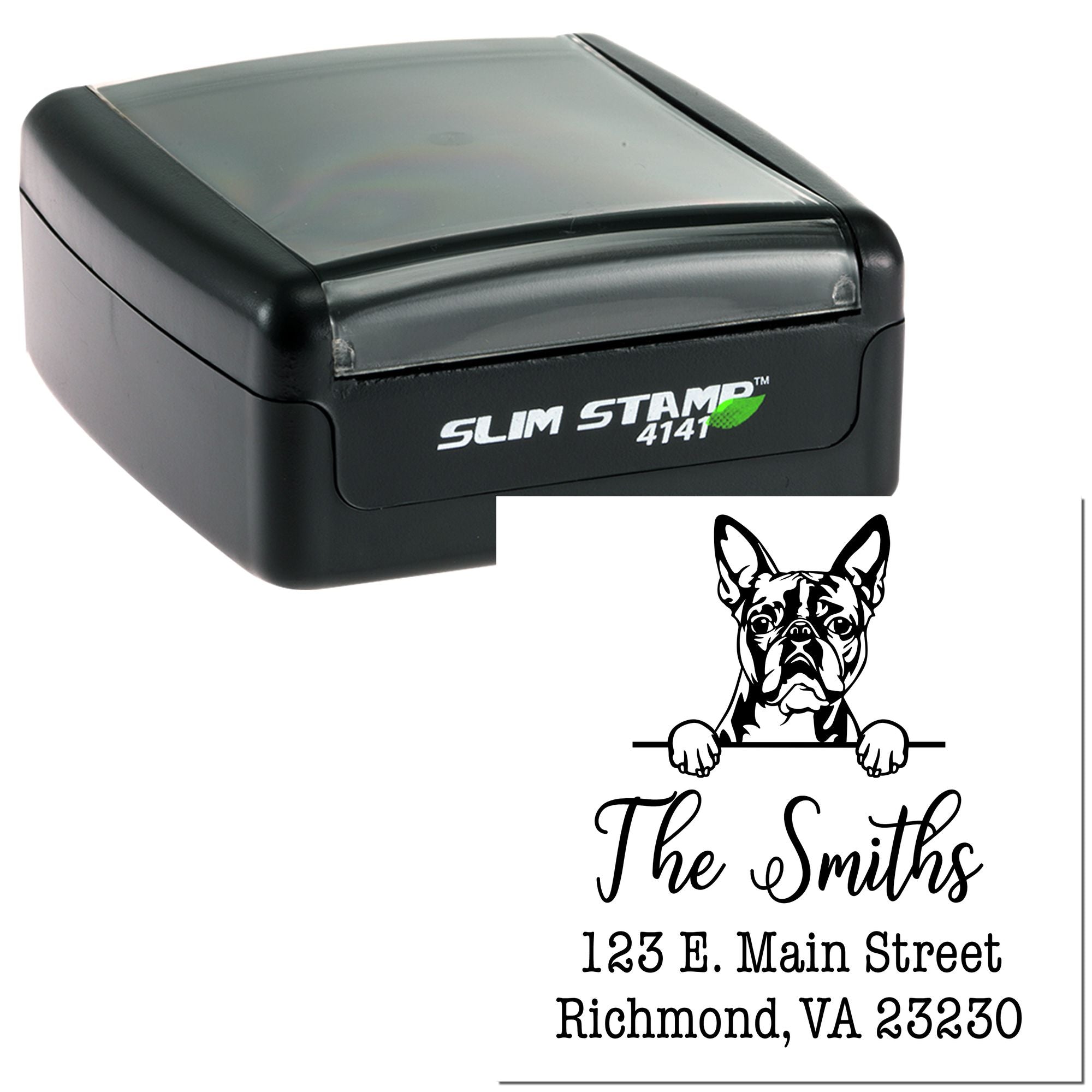 Slim Pre-Inked Boston Terrier Customized Easy-To-Use Address Stamp