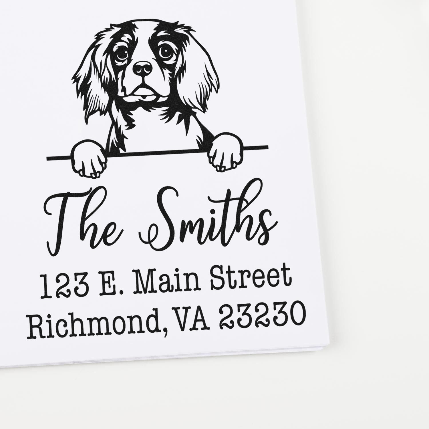 Wood Handle Cavalier King Charles Spaniel Customizable Custom Return Address Stamper