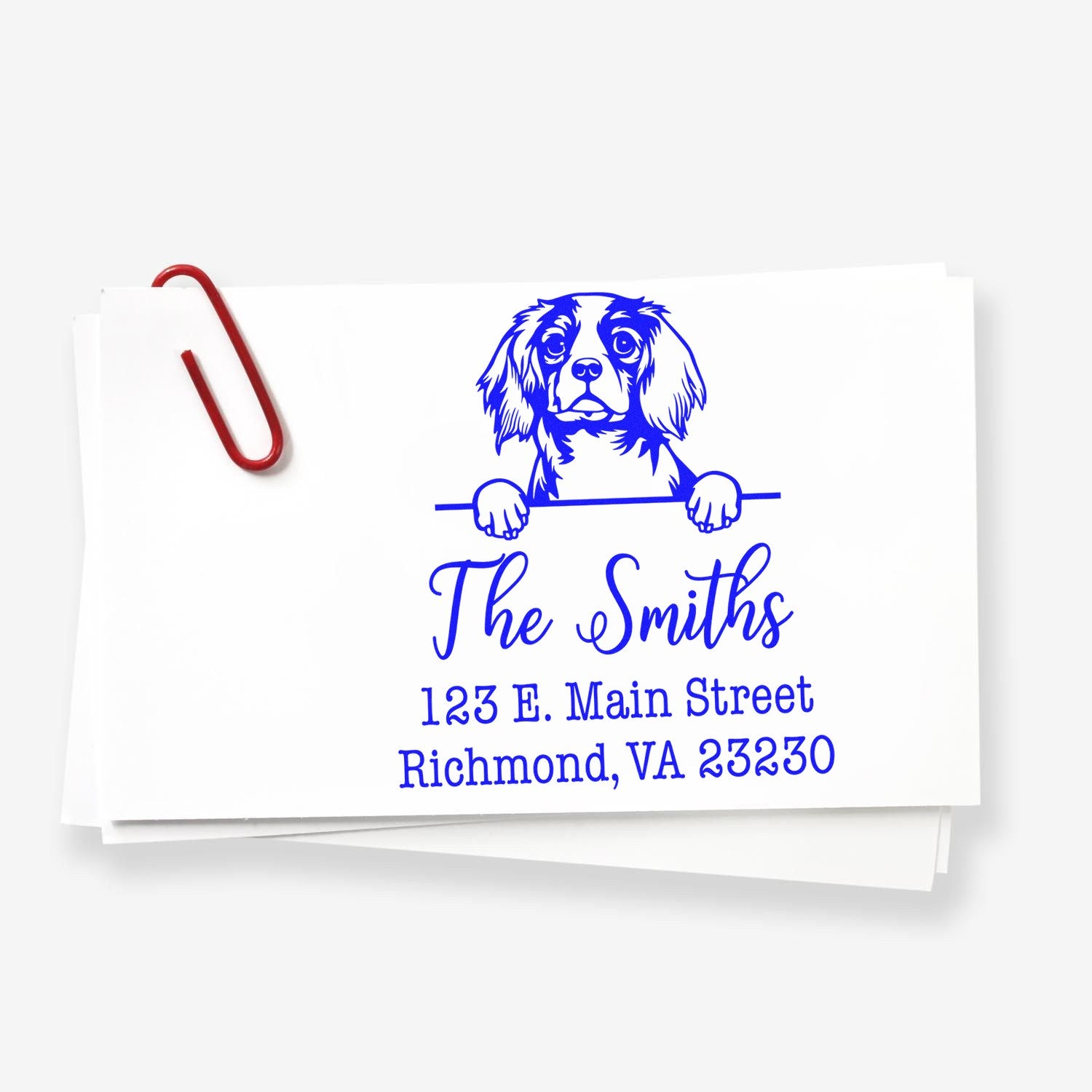 Wood Handle Cavalier King Charles Spaniel Customizable Custom Return Address Stamper