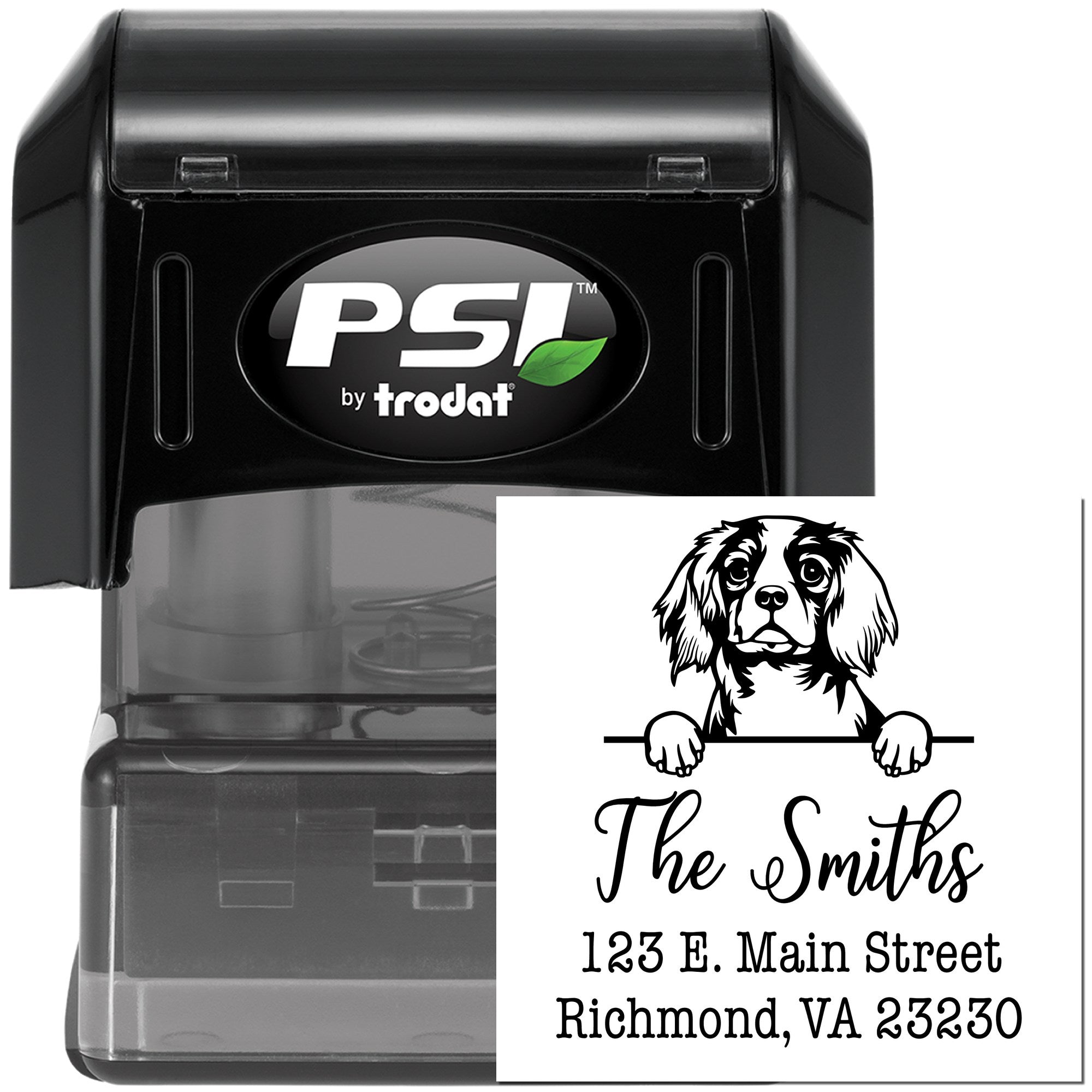 PSI Pre-Inked Cavalier King Charles Spaniel Personalizable Custom Address Stamp - Engineer Seal Stamps