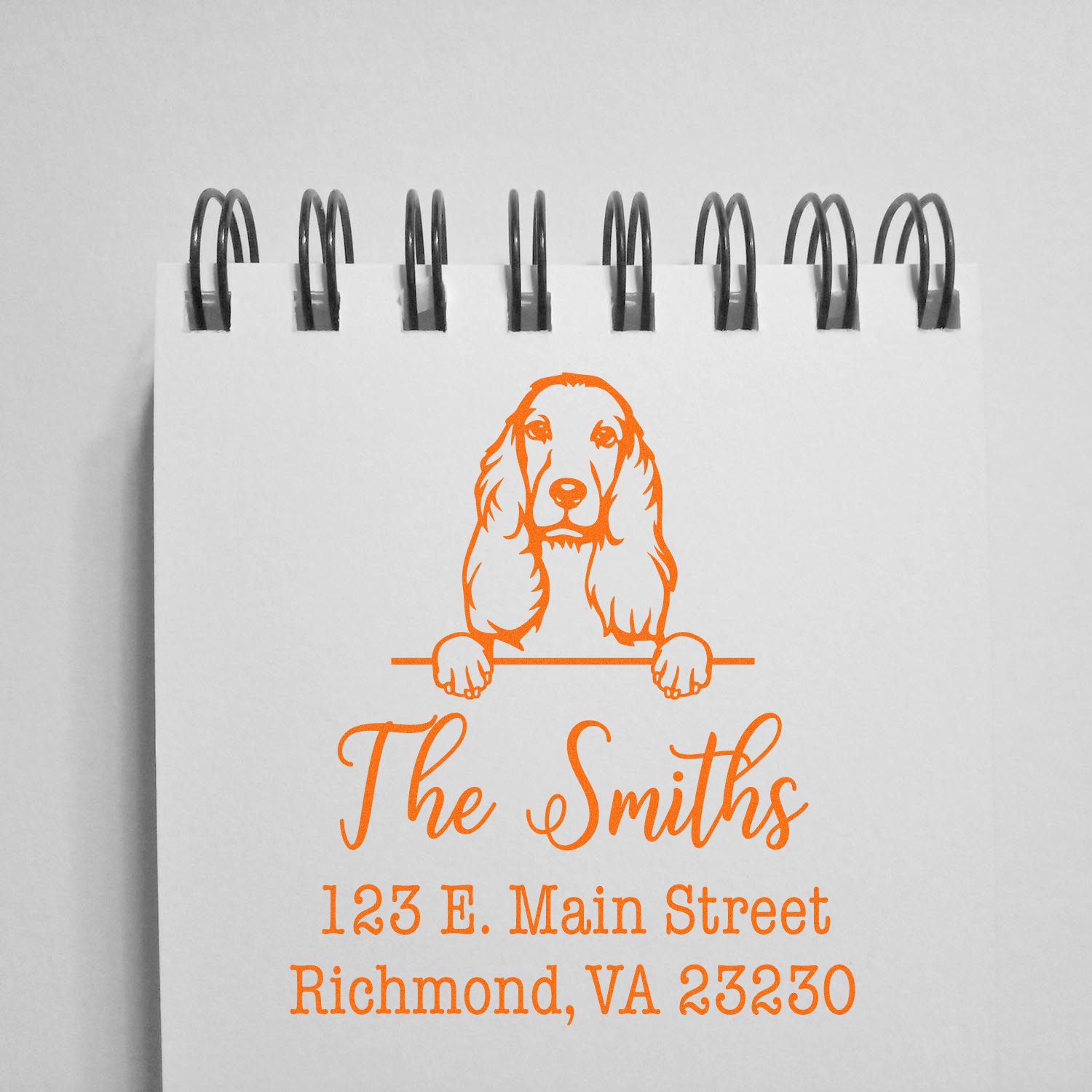 Wood Handle Cocker Spaniel Customizable Dog Design Address Stamp - Engineer Seal Stamps