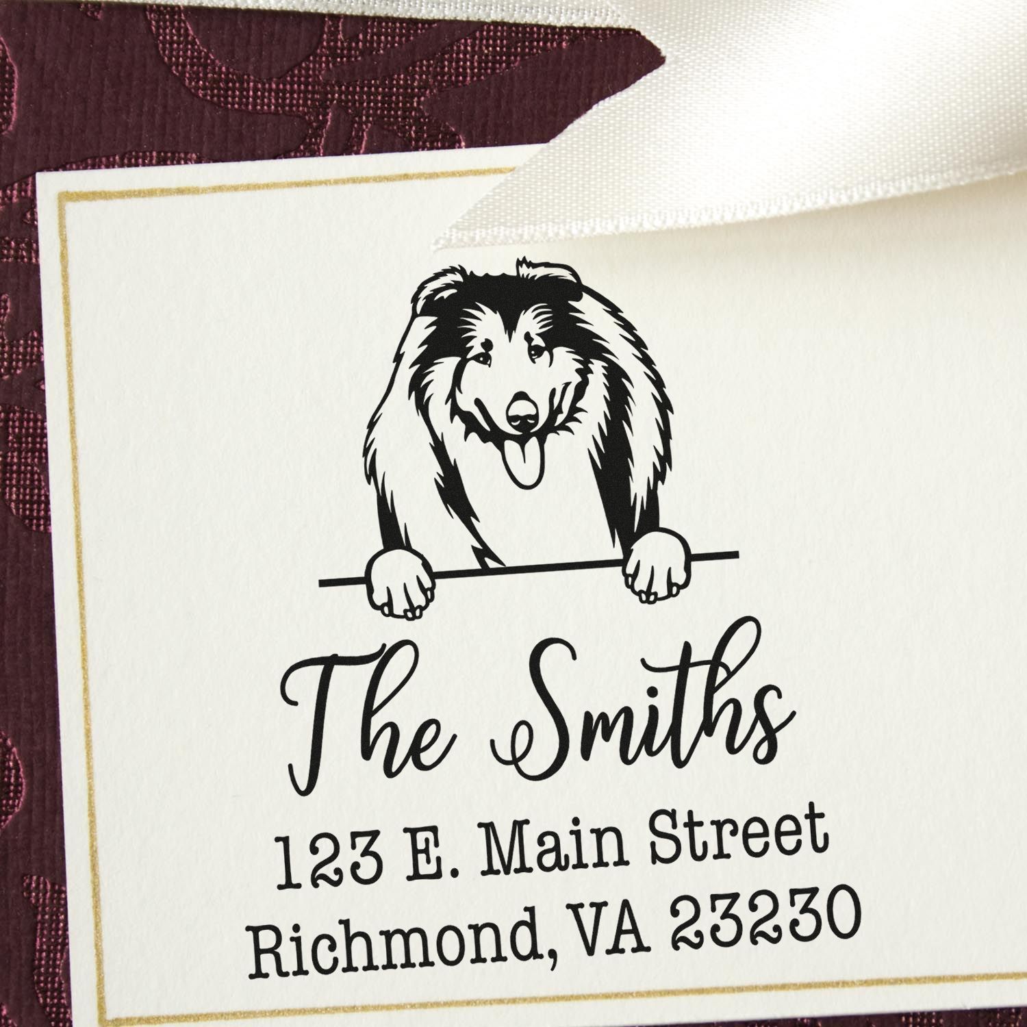 PSI Pre-Inked Collies Personalizable Custom Return Address Rubber Stamp - Engineer Seal Stamps