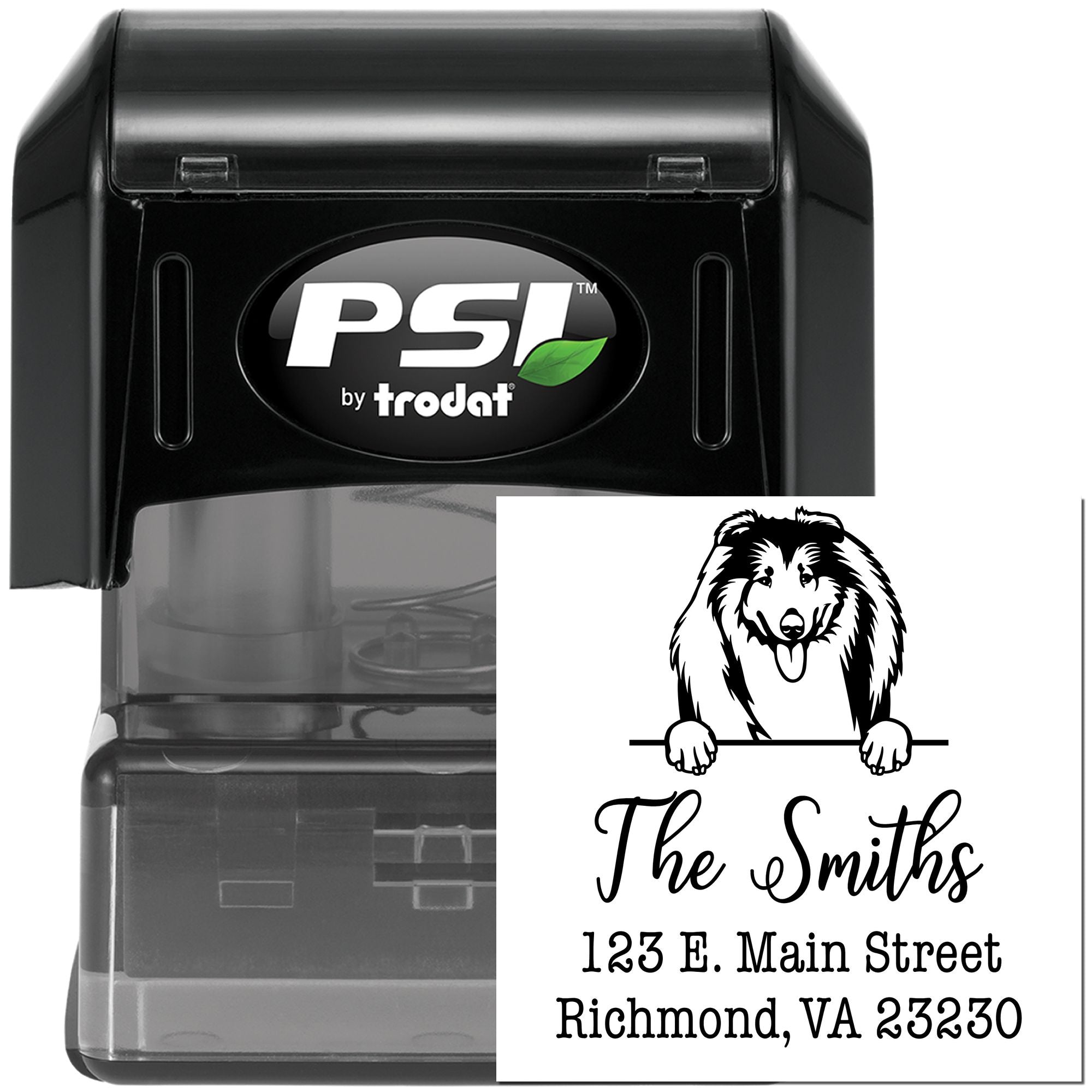 PSI Pre-Inked Collies Personalizable Custom Return Address Rubber Stamp - Engineer Seal Stamps