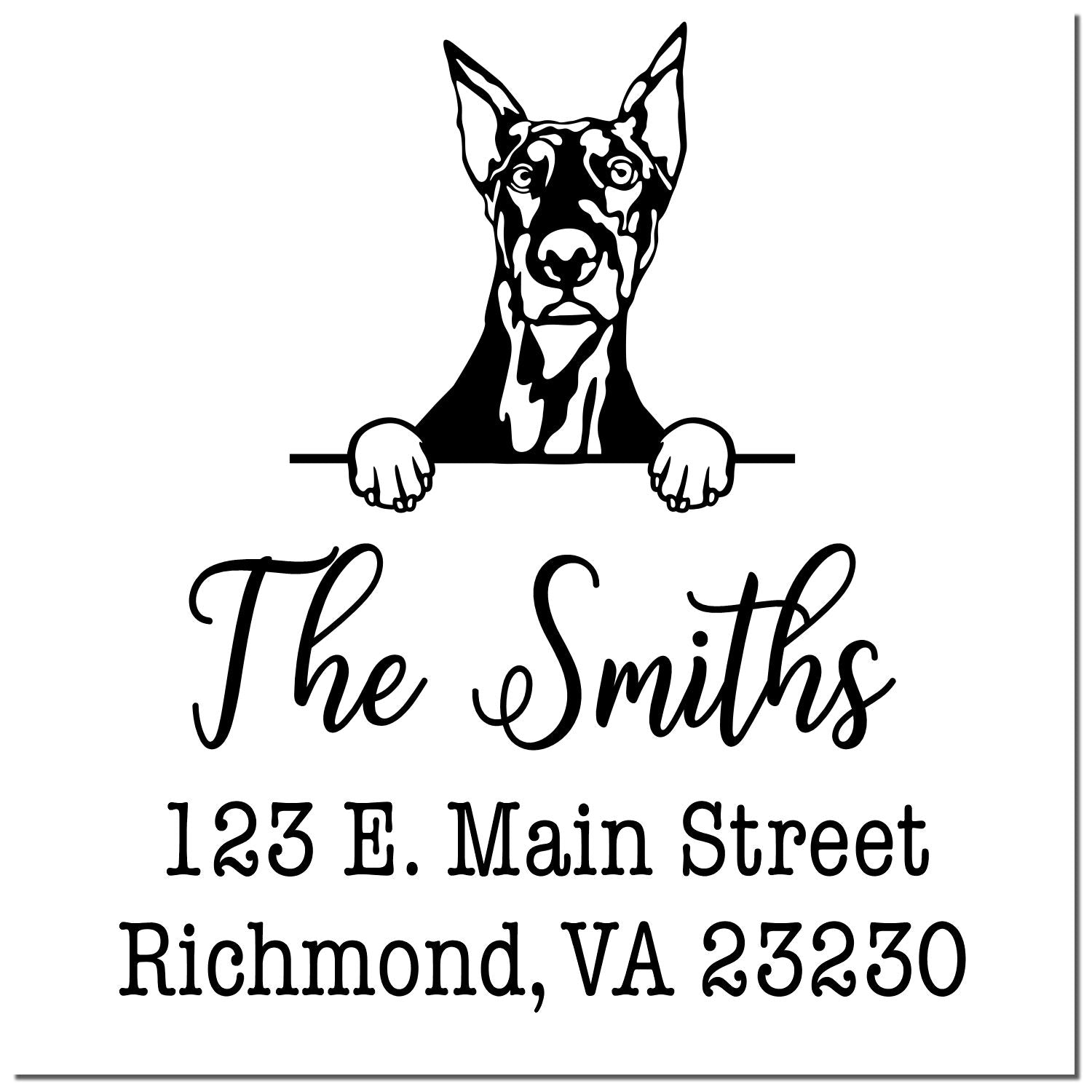 Wood Handle Doberman Customizable Dog Lover's Address Stamp