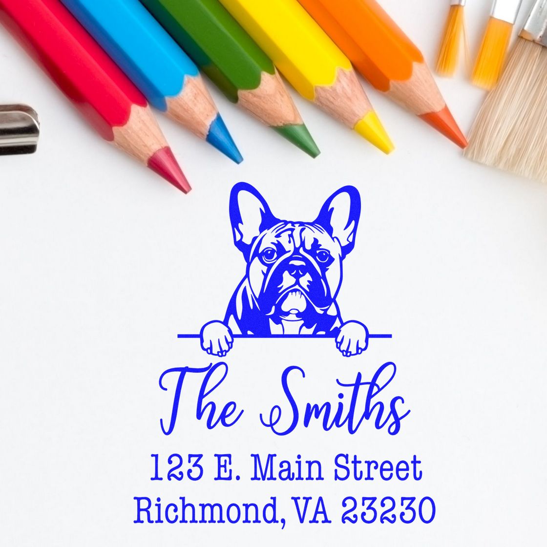 Self-Inking French Bulldog Easy-To-Use Address Stamp