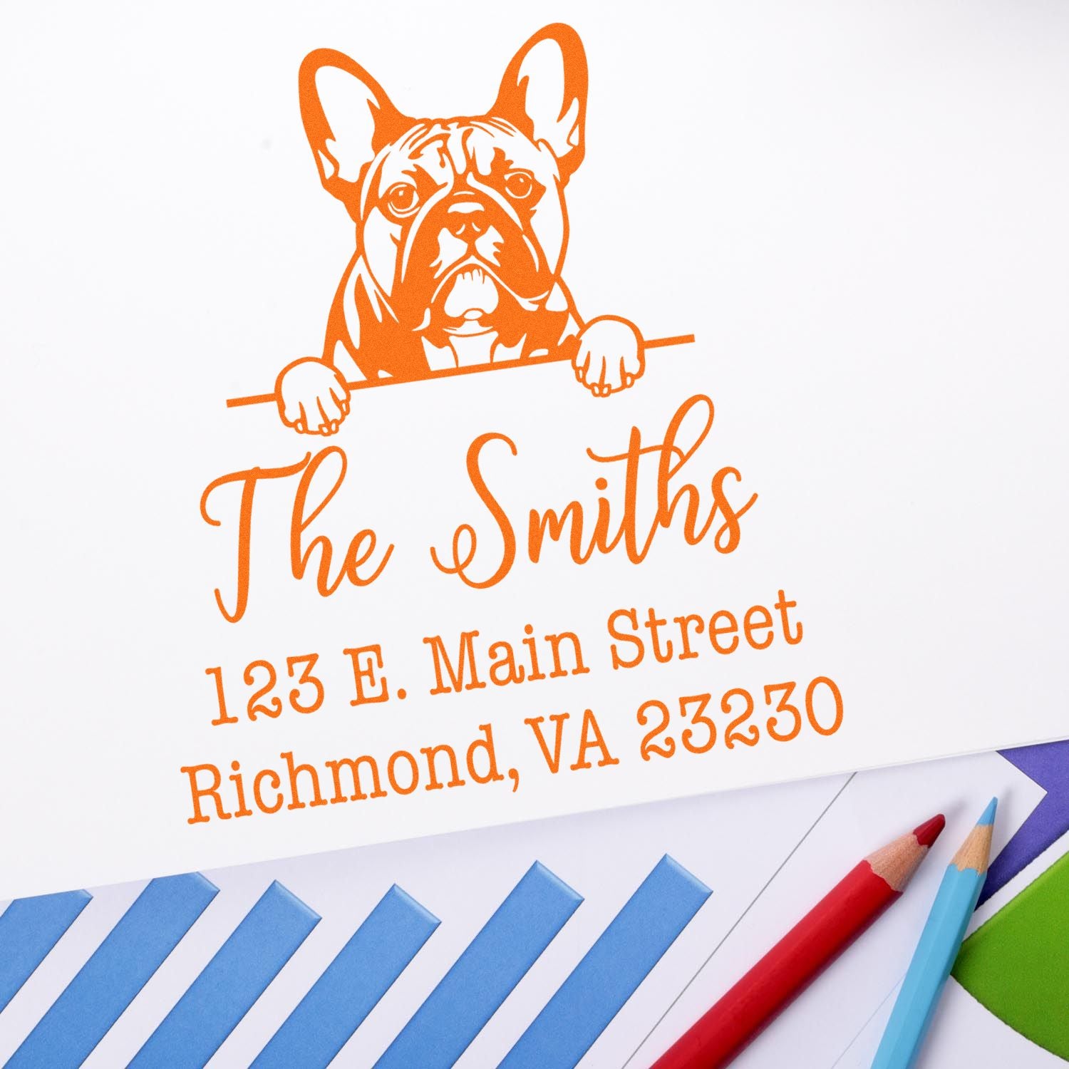 Self-Inking French Bulldog Easy-To-Use Address Stamp