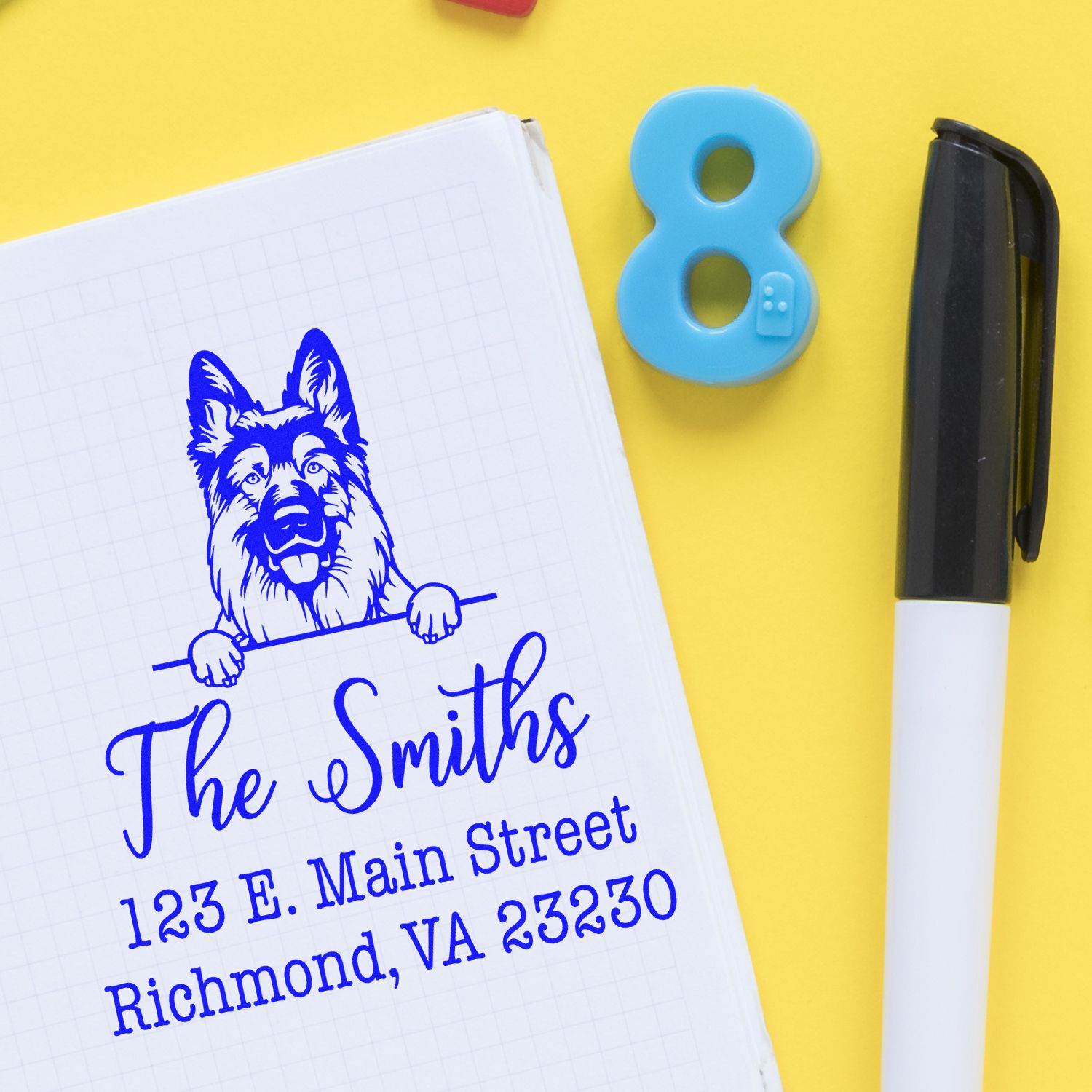 Self-Inking German Shepherd Easy-To-Use Address Stamp for Envelopes