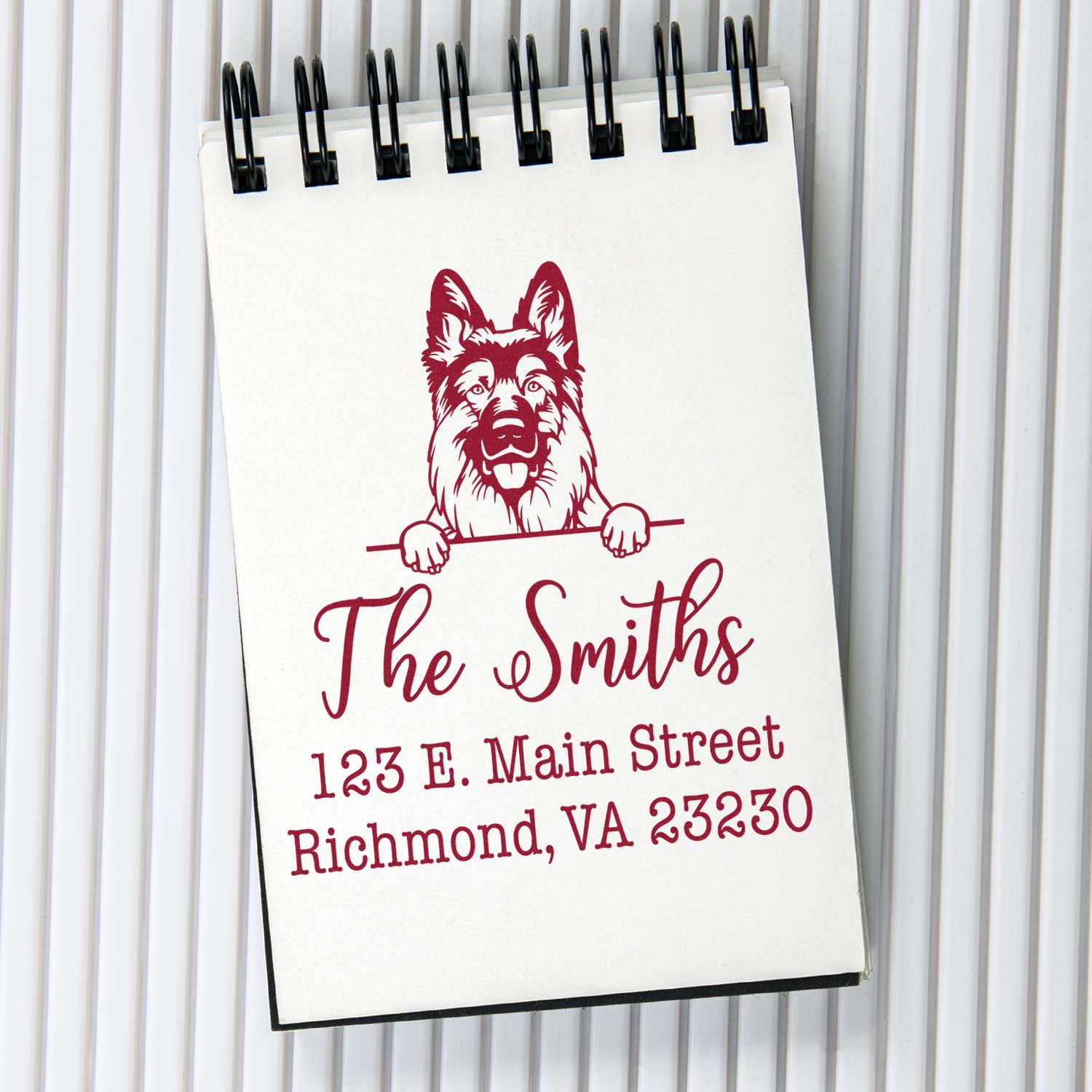 Wood Handle German Shepherd Customizable Dog Lover's Address Stamper