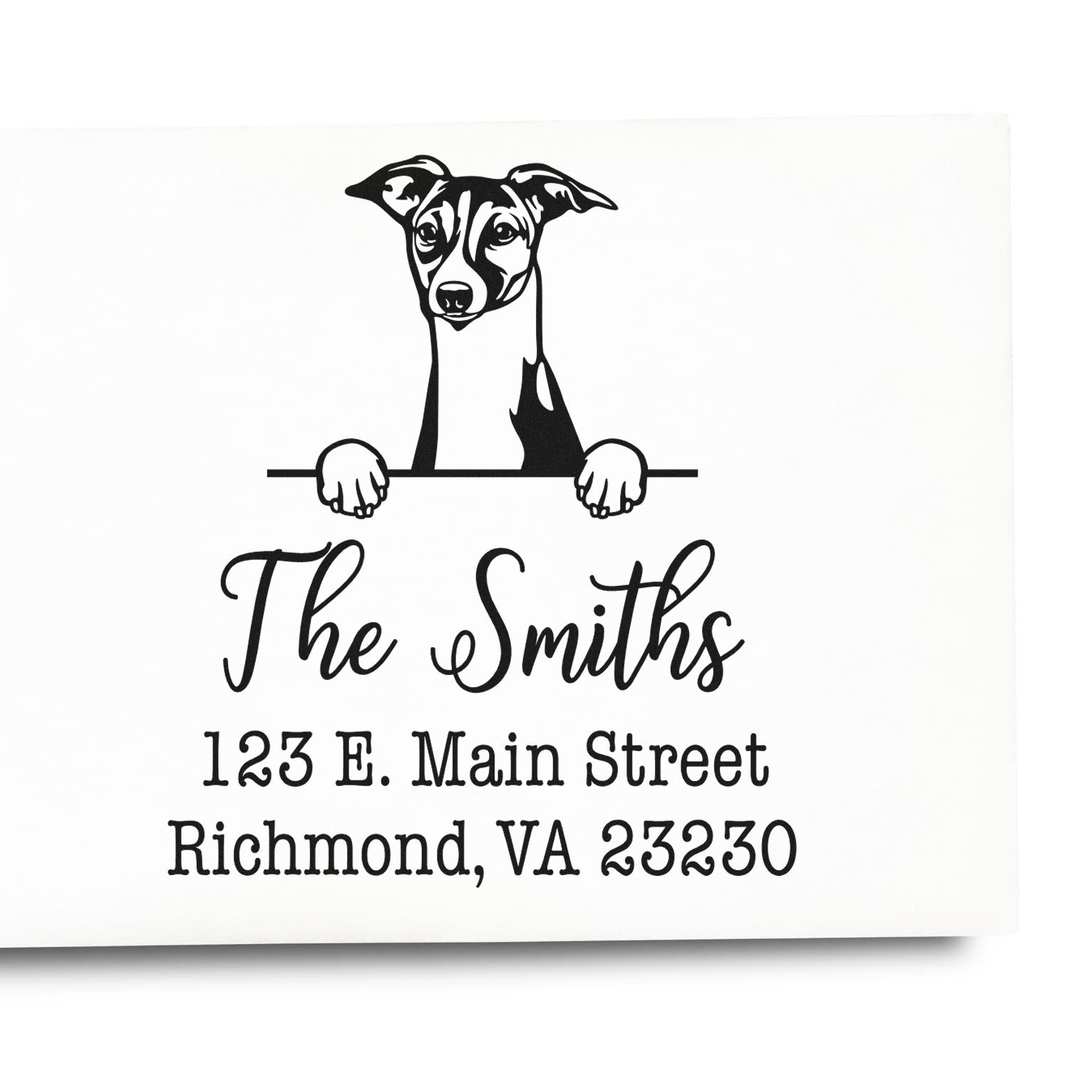 Slim Pre-Inked Italian Greyhound Customized Dog Lover's Address Stamp