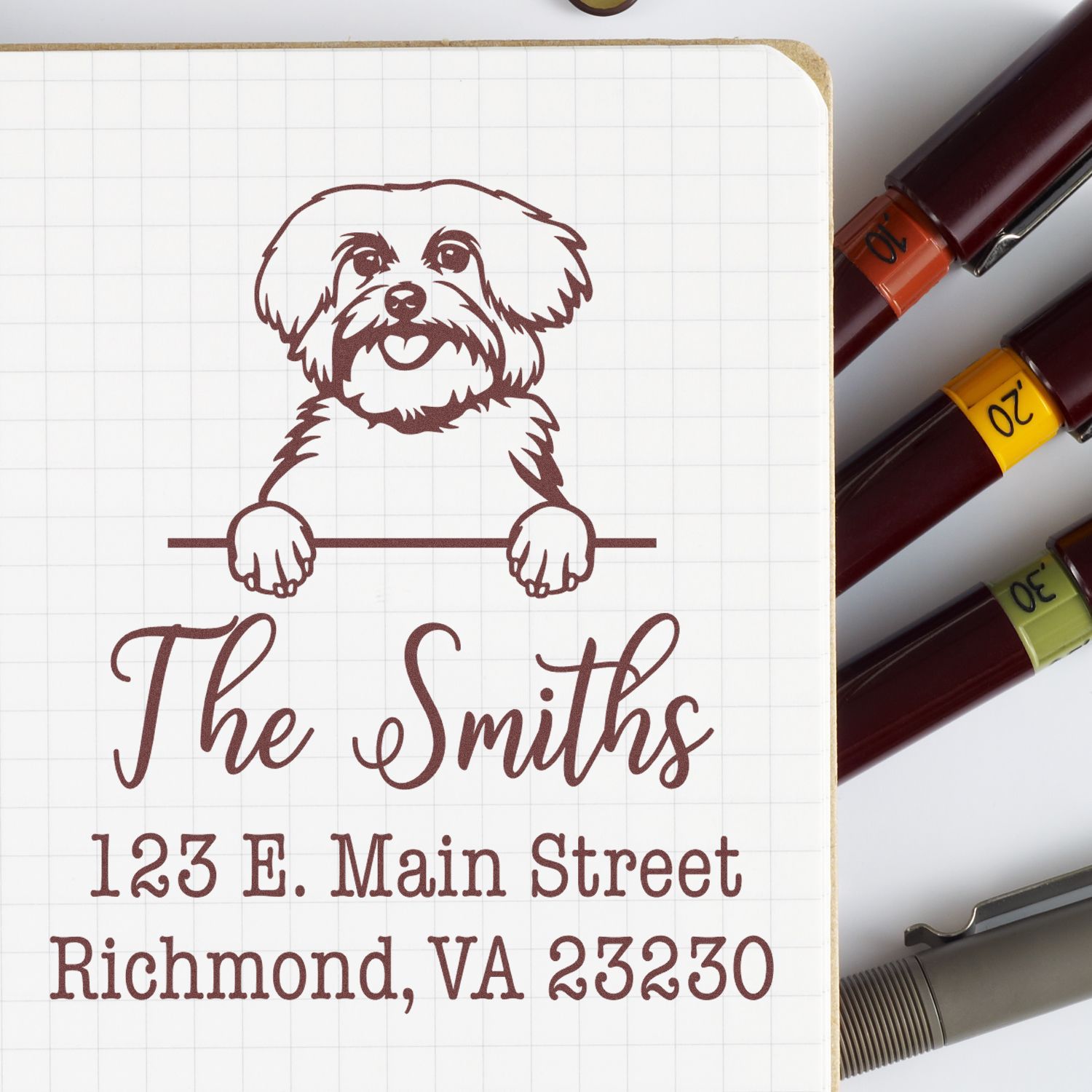 Wood Handle Maltese Customizable High-Quality Address Stamp for Envelopes