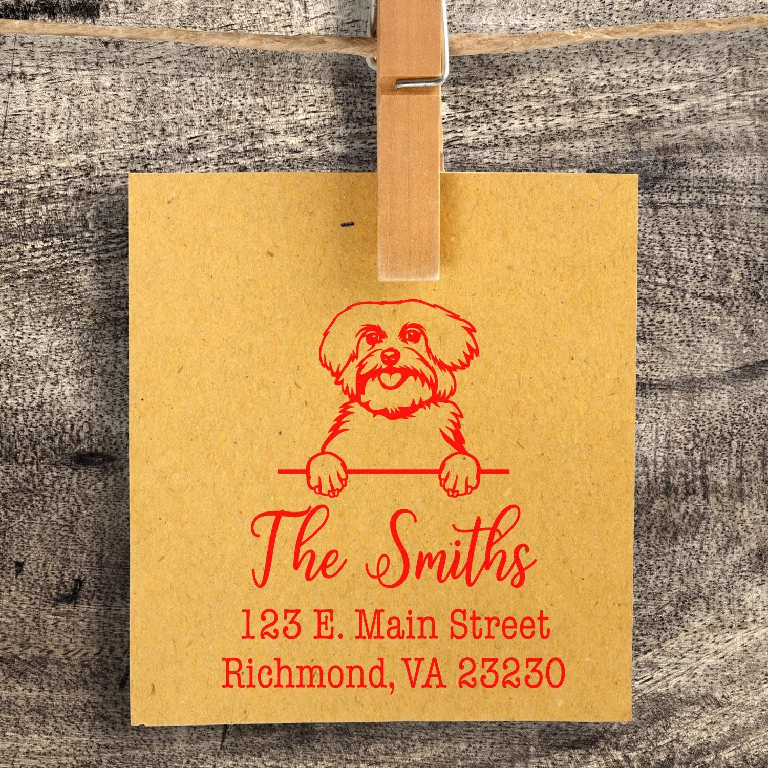 Wood Handle Maltese Customizable High-Quality Address Stamp for Envelopes