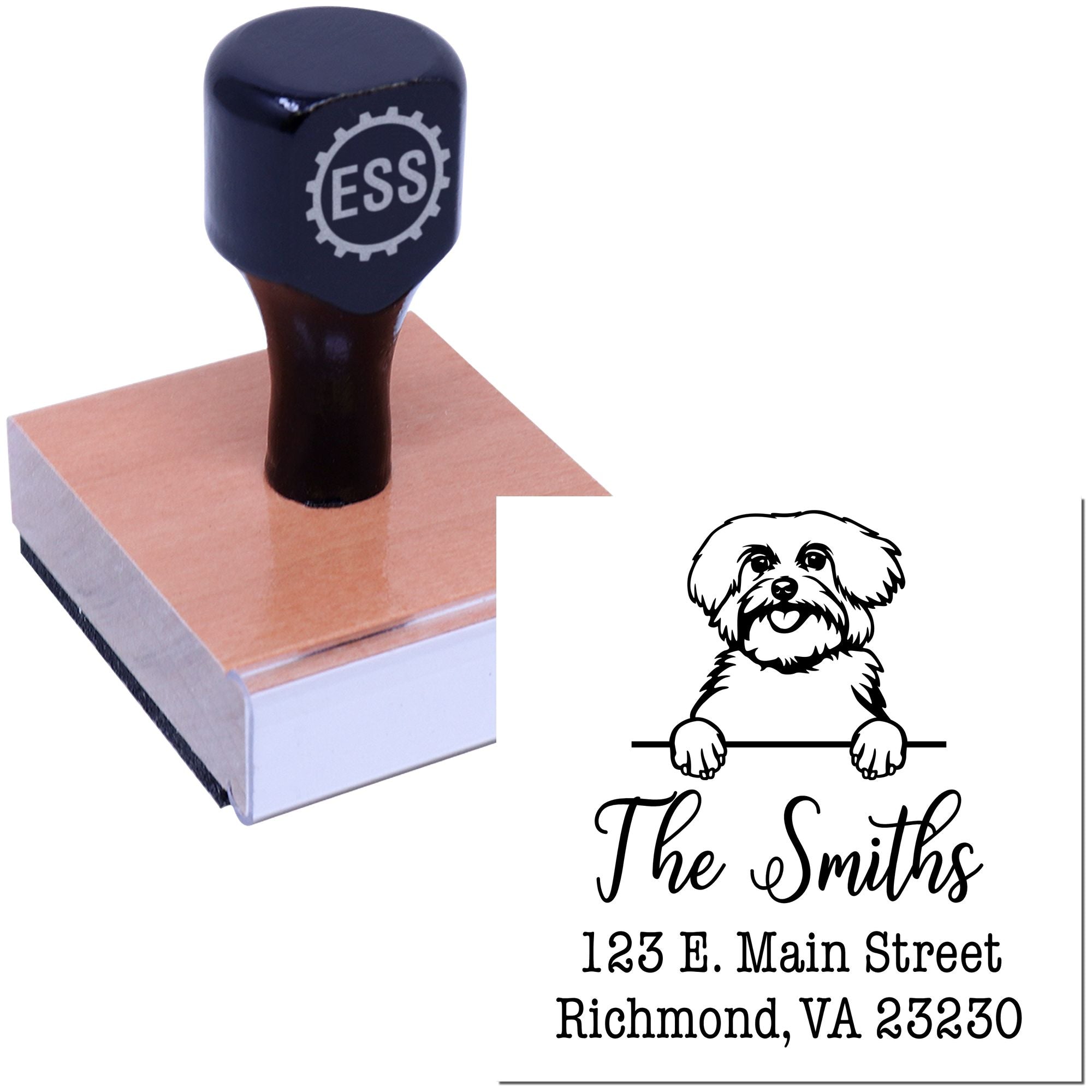 Wood Handle Maltese Customizable High-Quality Address Stamp for Envelopes