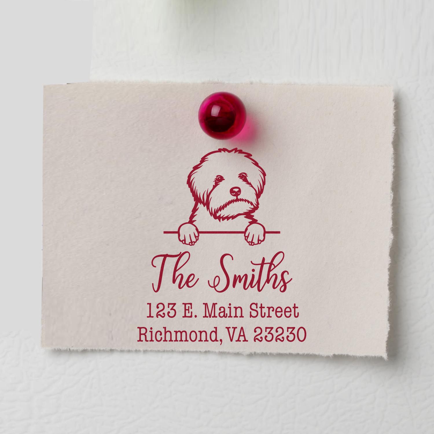 Wood Handle Maltipoo Customizable High-Quality Address Stamper