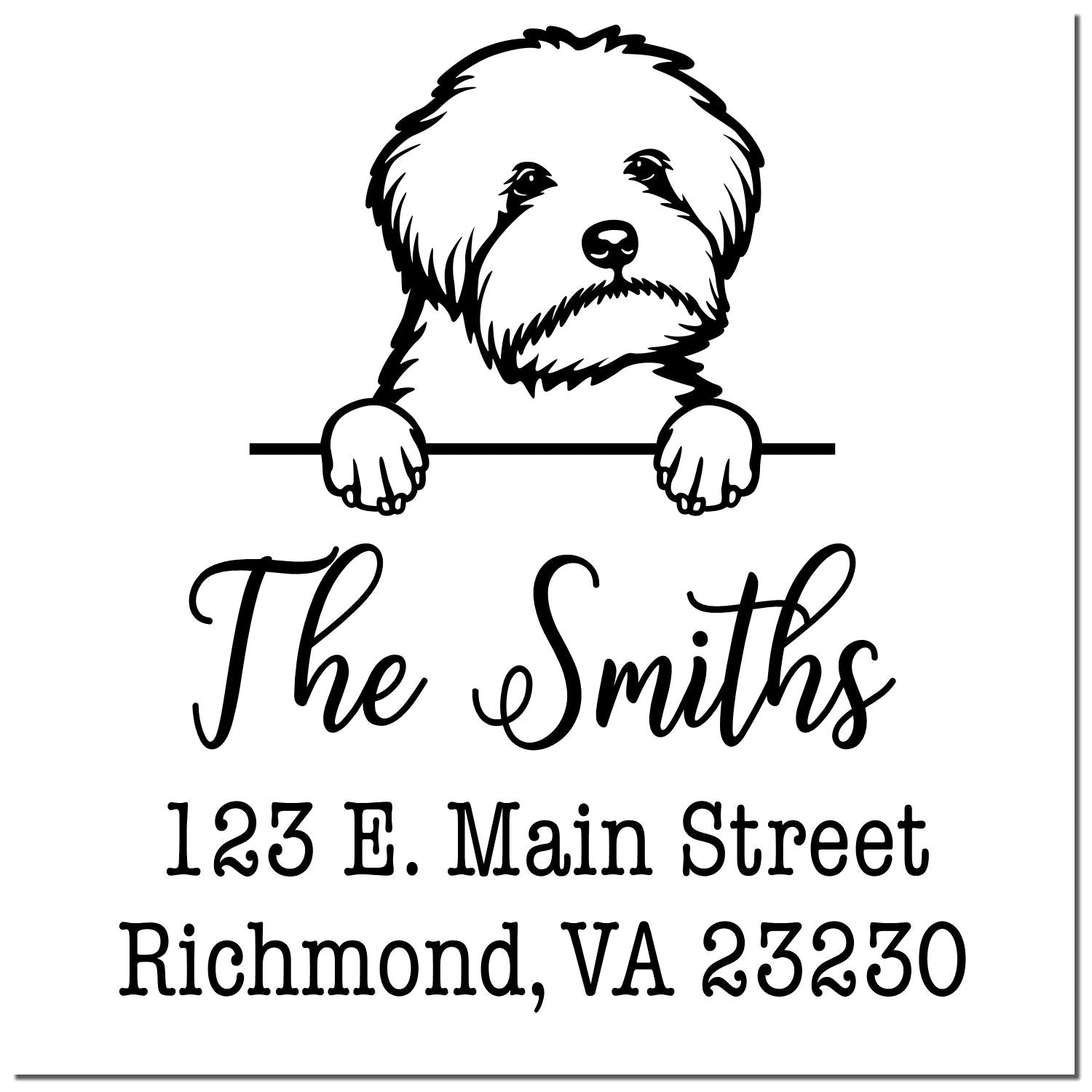 Wood Handle Maltipoo Customizable High-Quality Address Stamper