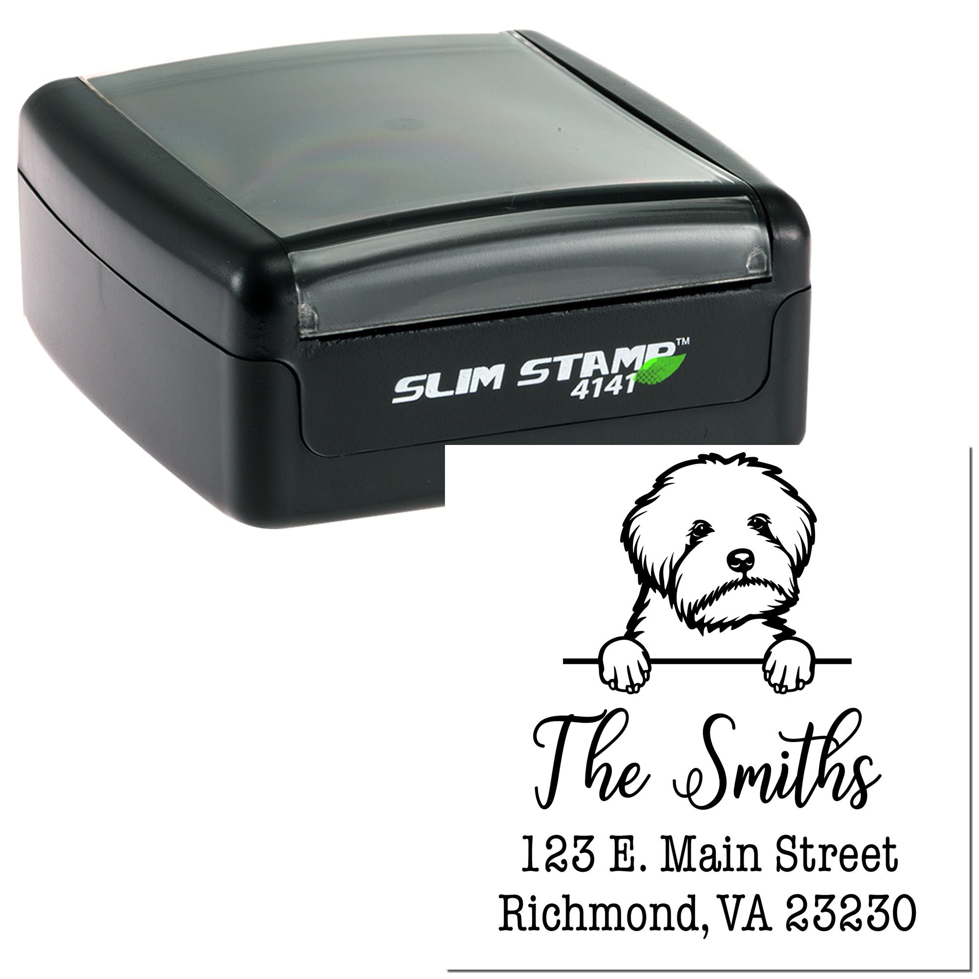 Slim Pre-Inked Maltipoo Customized Mailing Label Stamp