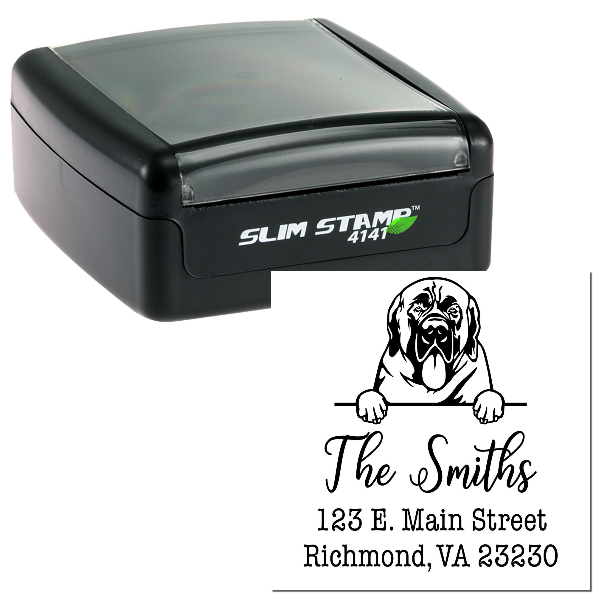 Slim Pre-Inked Mastiffs Customized Mailing Label Rubber Stamp