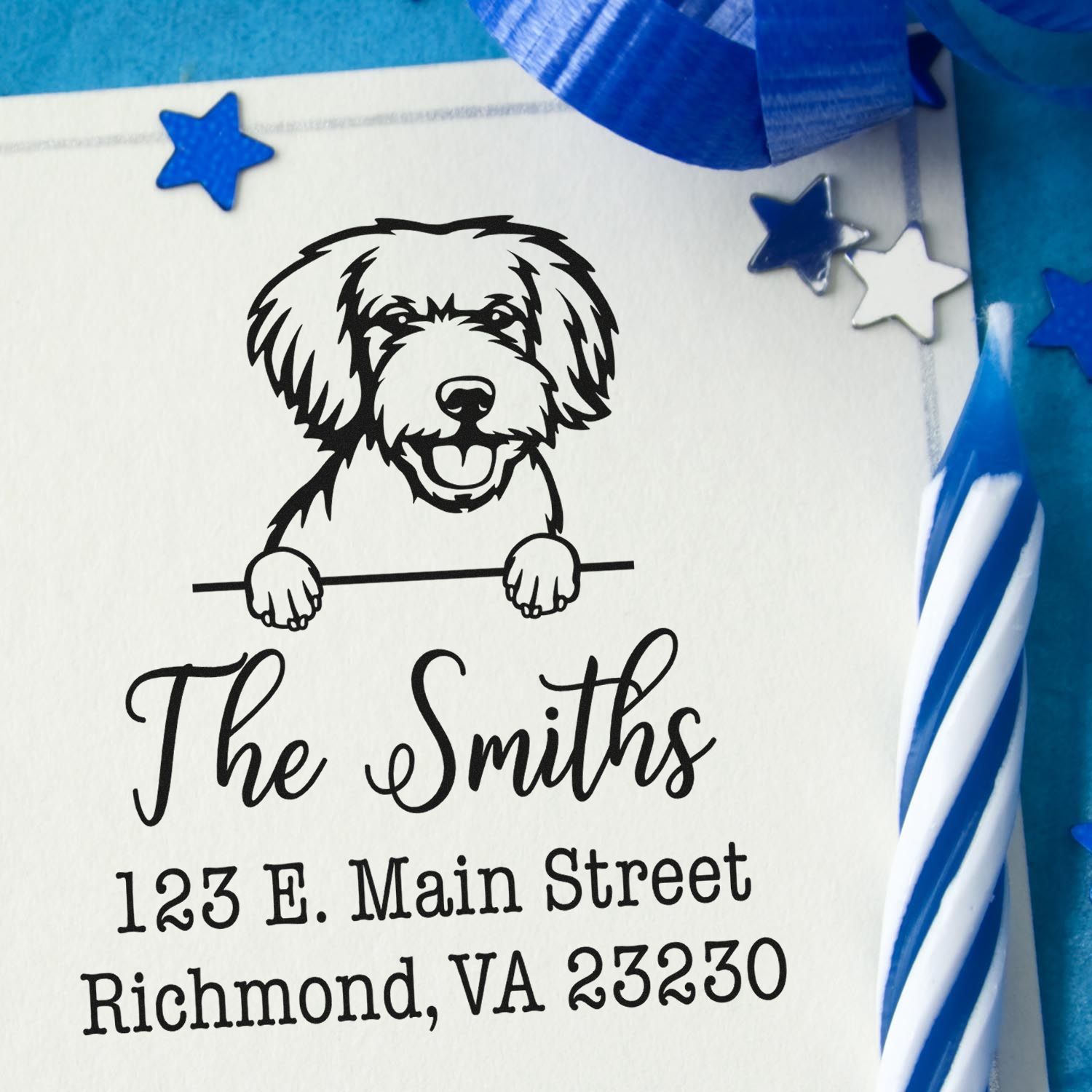 Slim Pre-Inked Miniature Golden Doodle Customized Mail Label Stamp