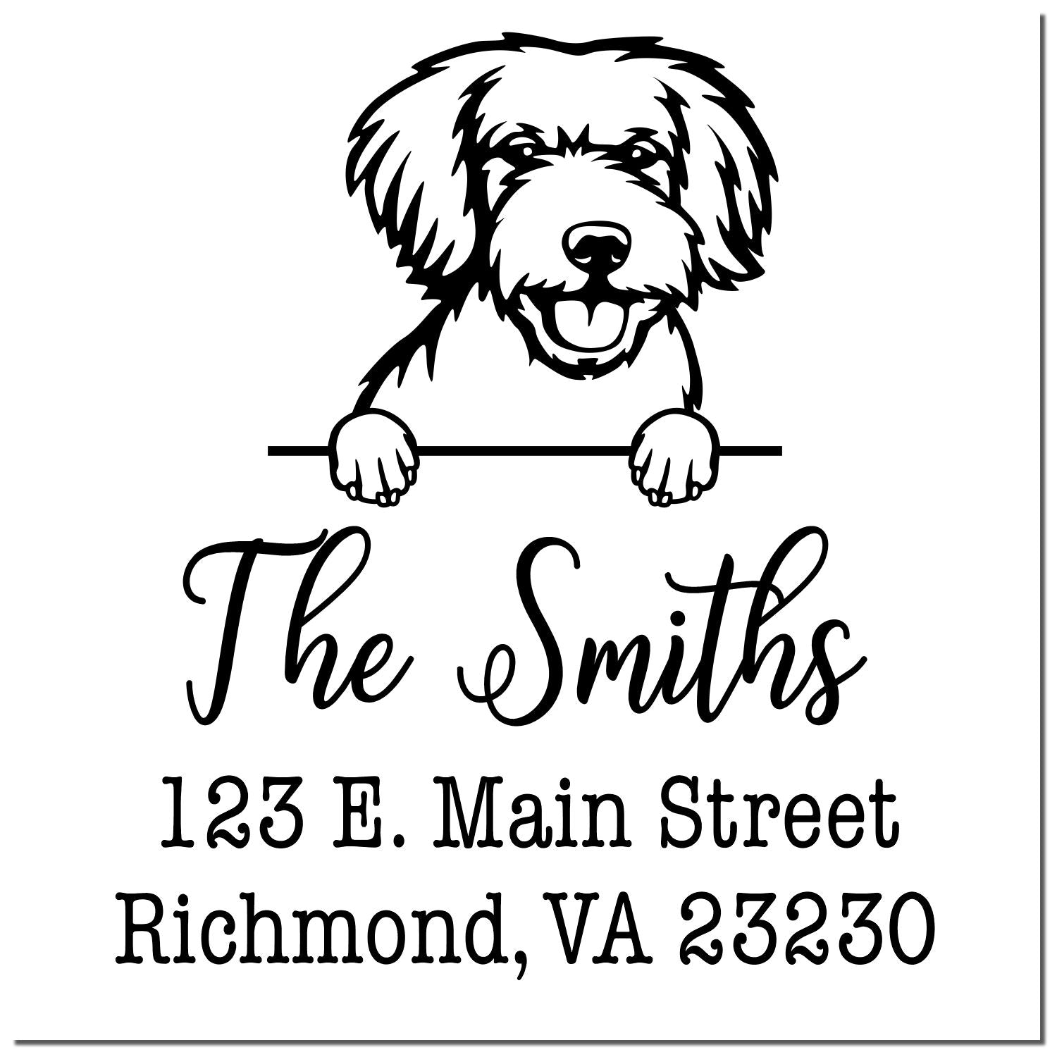 Wood Handle Miniature Golden Doodle Customizable Home Address Rubber Stamp