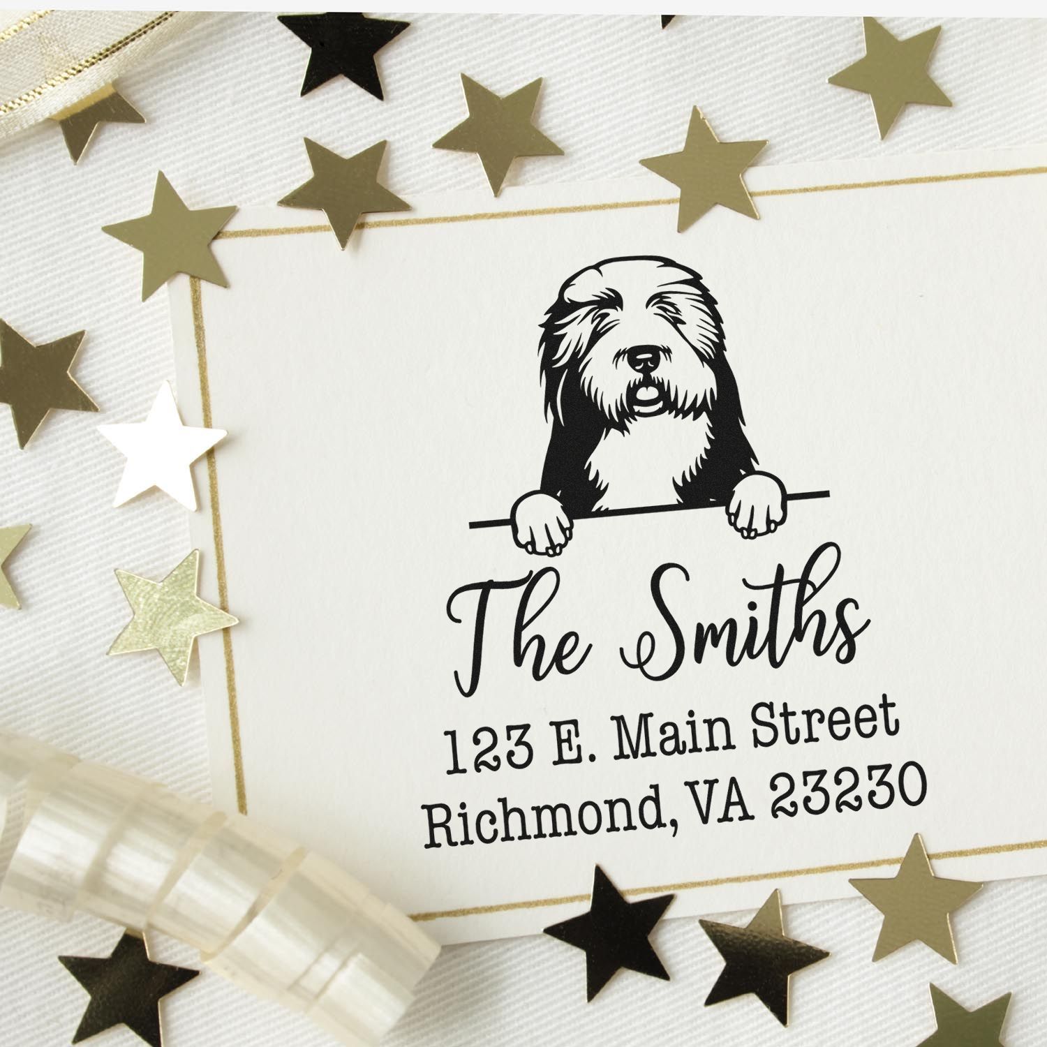 Self-Inking Old English Sheepdogs Handcrafted Address Label Stamper