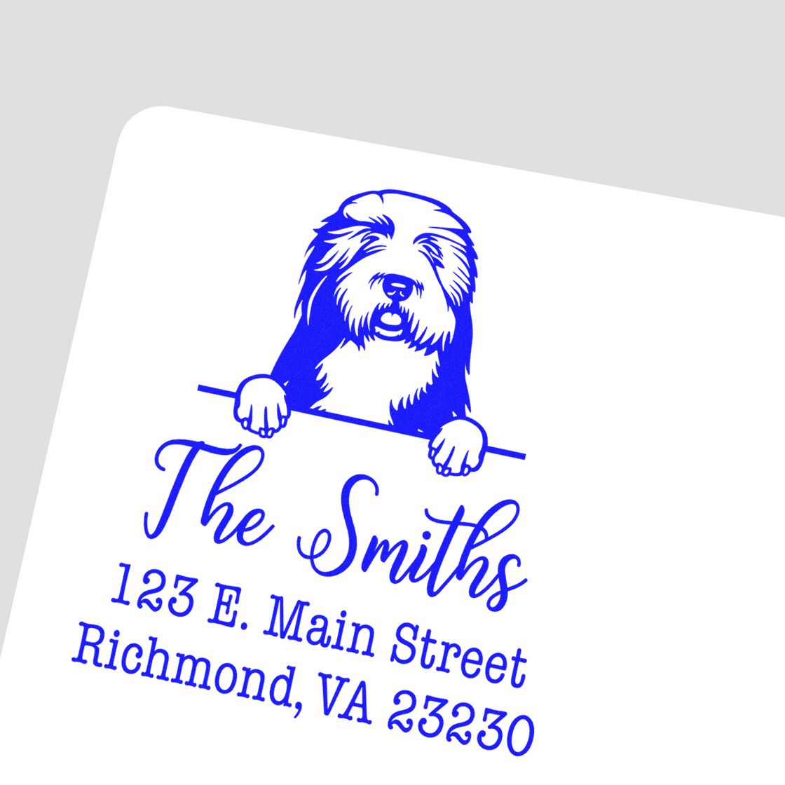 Wood Handle Old English Sheepdogs Customizable Home Address Stamp