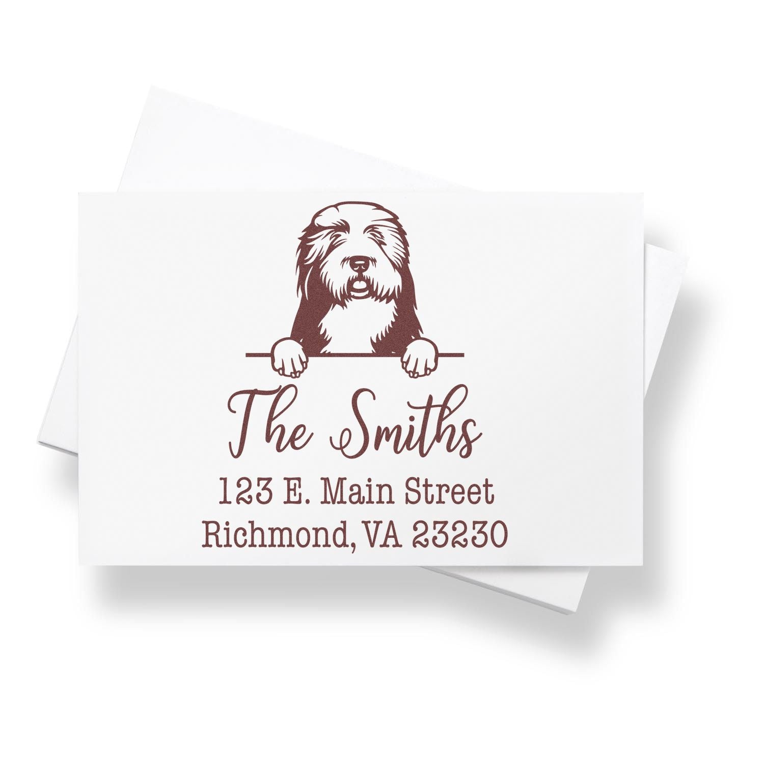 Wood Handle Old English Sheepdogs Customizable Home Address Stamp