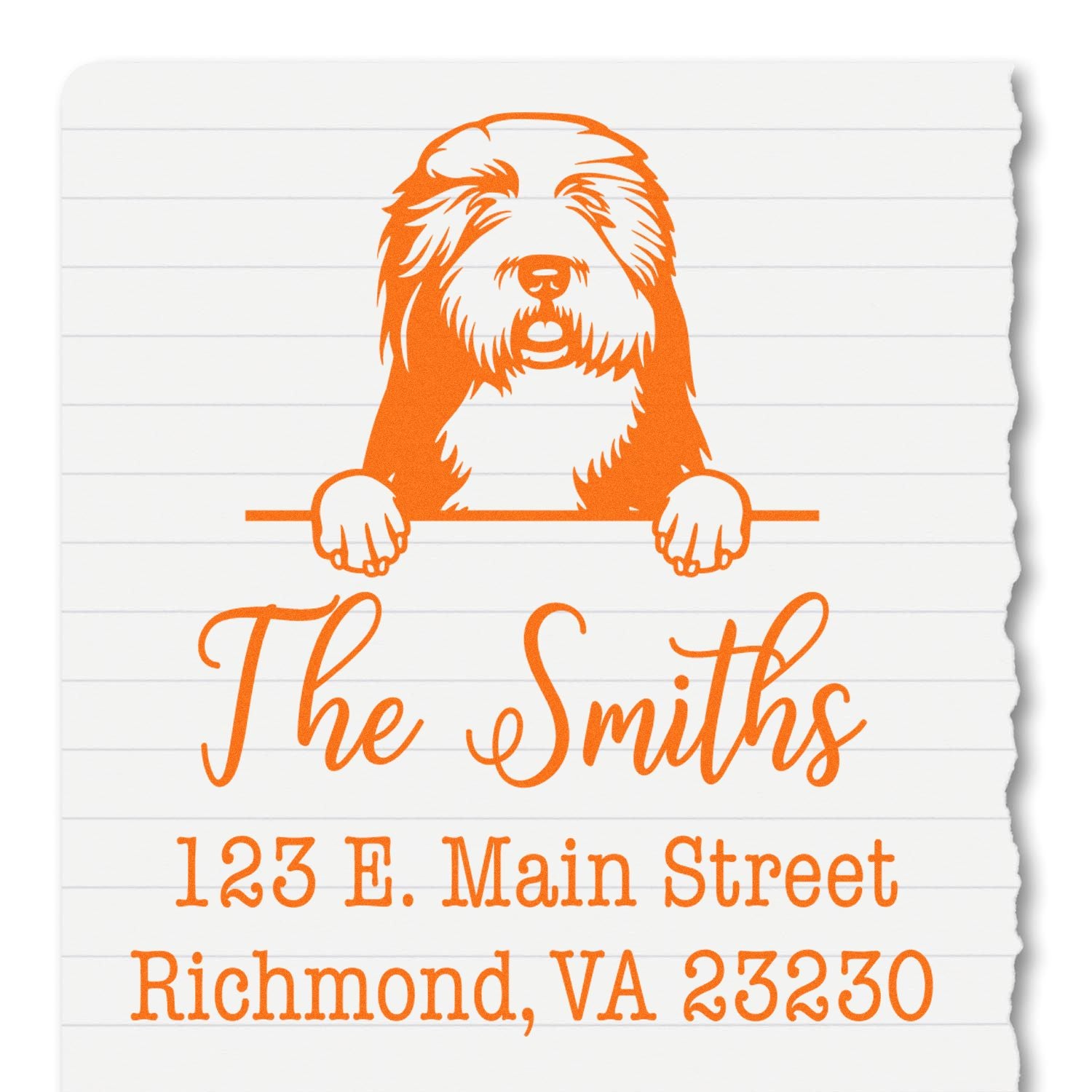 Wood Handle Old English Sheepdogs Customizable Home Address Stamp