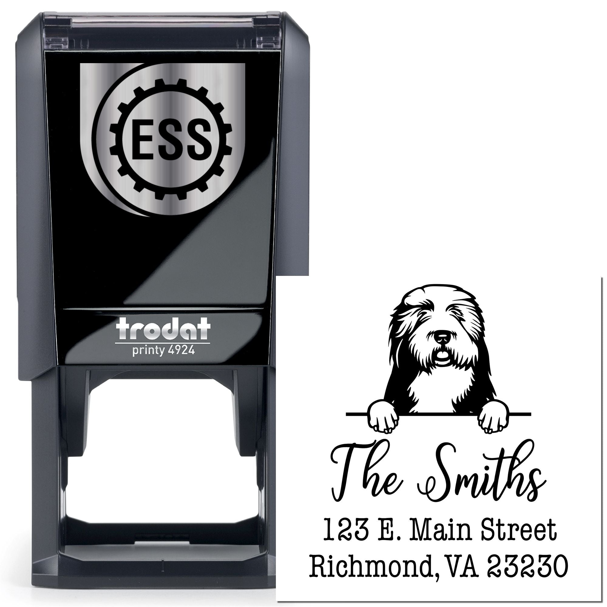 Self-Inking Old English Sheepdogs Handcrafted Address Label Stamper