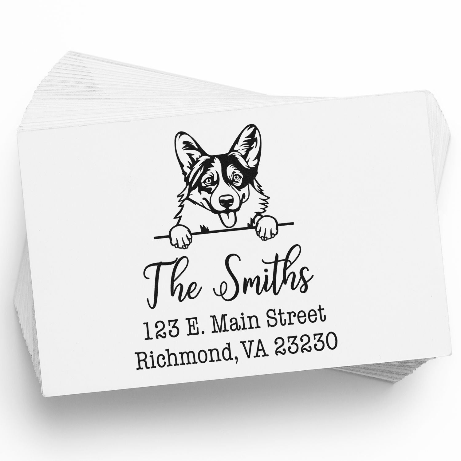 Wood Handle Pembroke Welsh Corgis Customizable Home Address Stamp