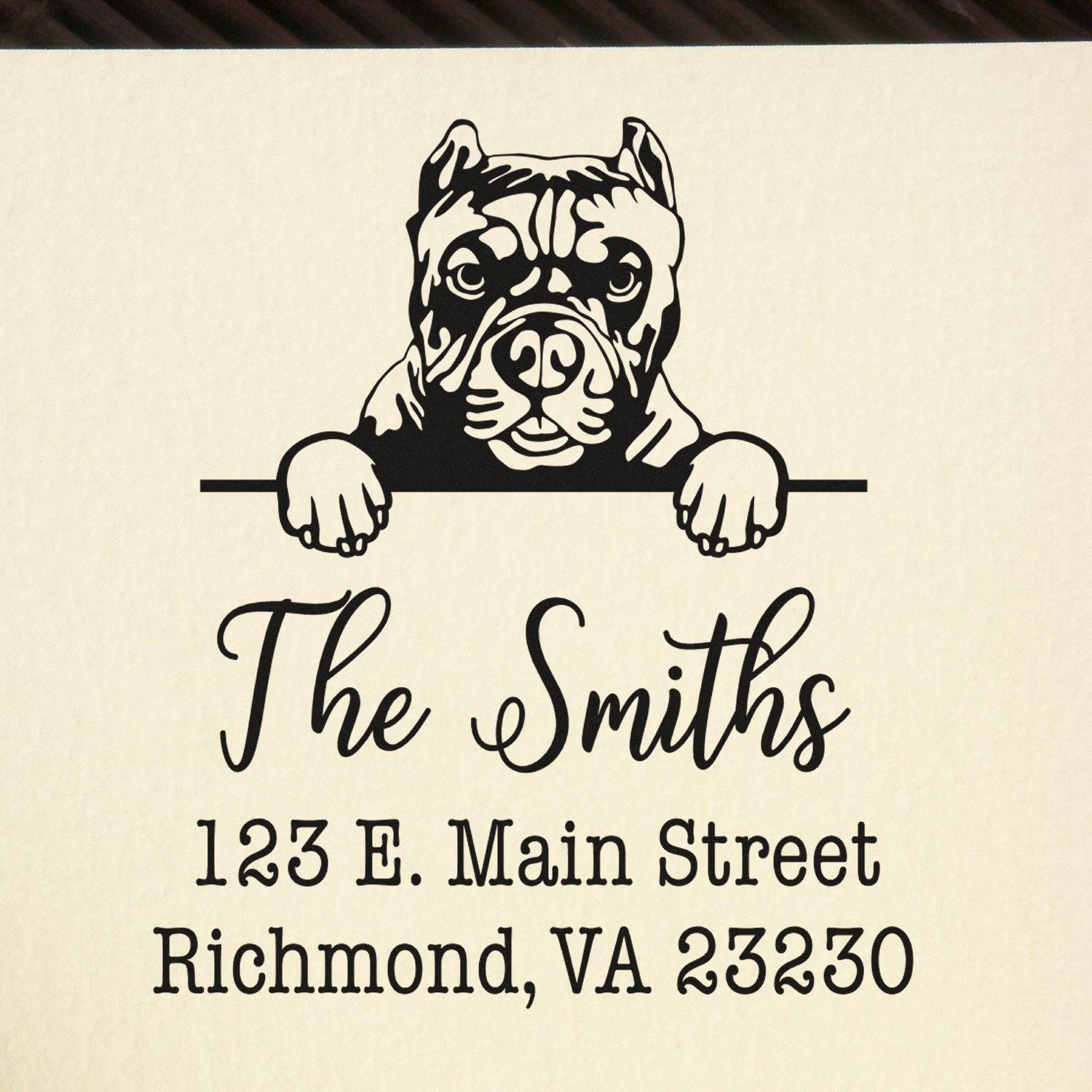 Wood Handle Pitbull Customizable Home Address Stamp