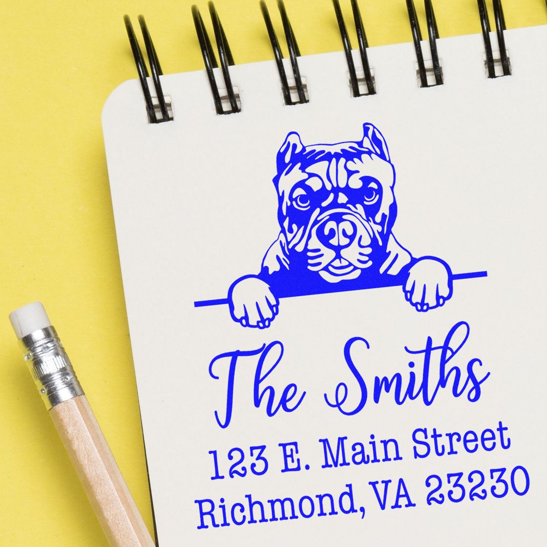 Wood Handle Pitbull Customizable Home Address Stamp