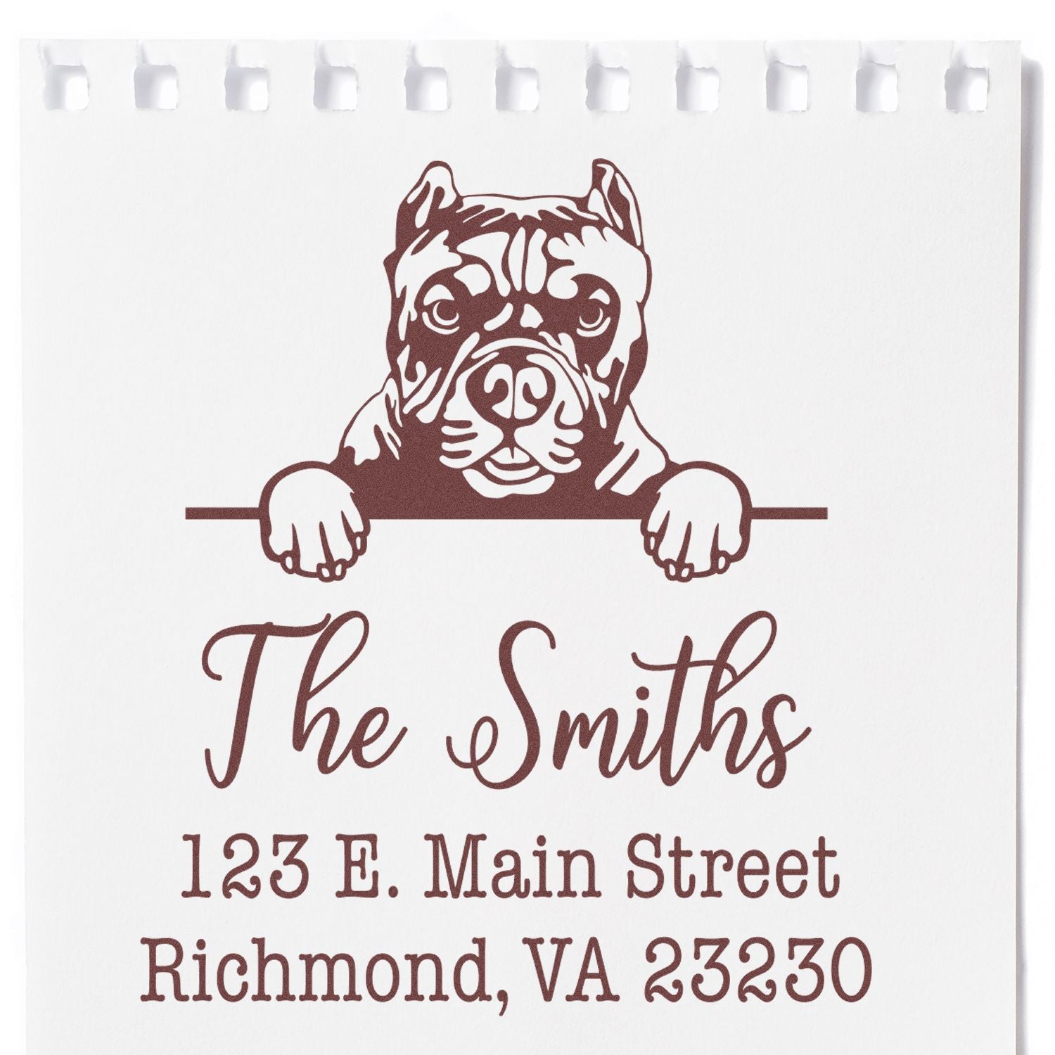 Wood Handle Pitbull Customizable Home Address Stamp