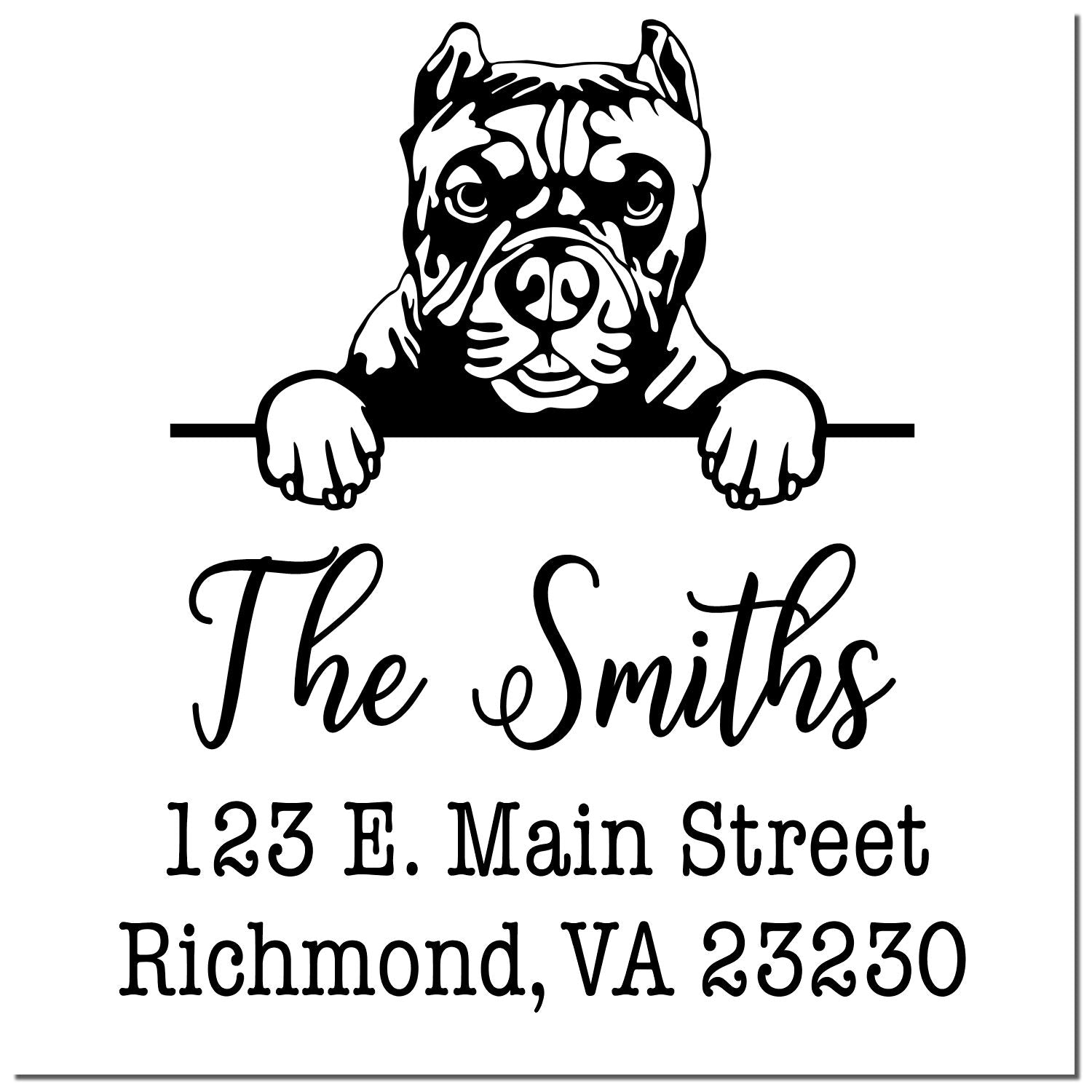 Wood Handle Pitbull Customizable Home Address Stamp