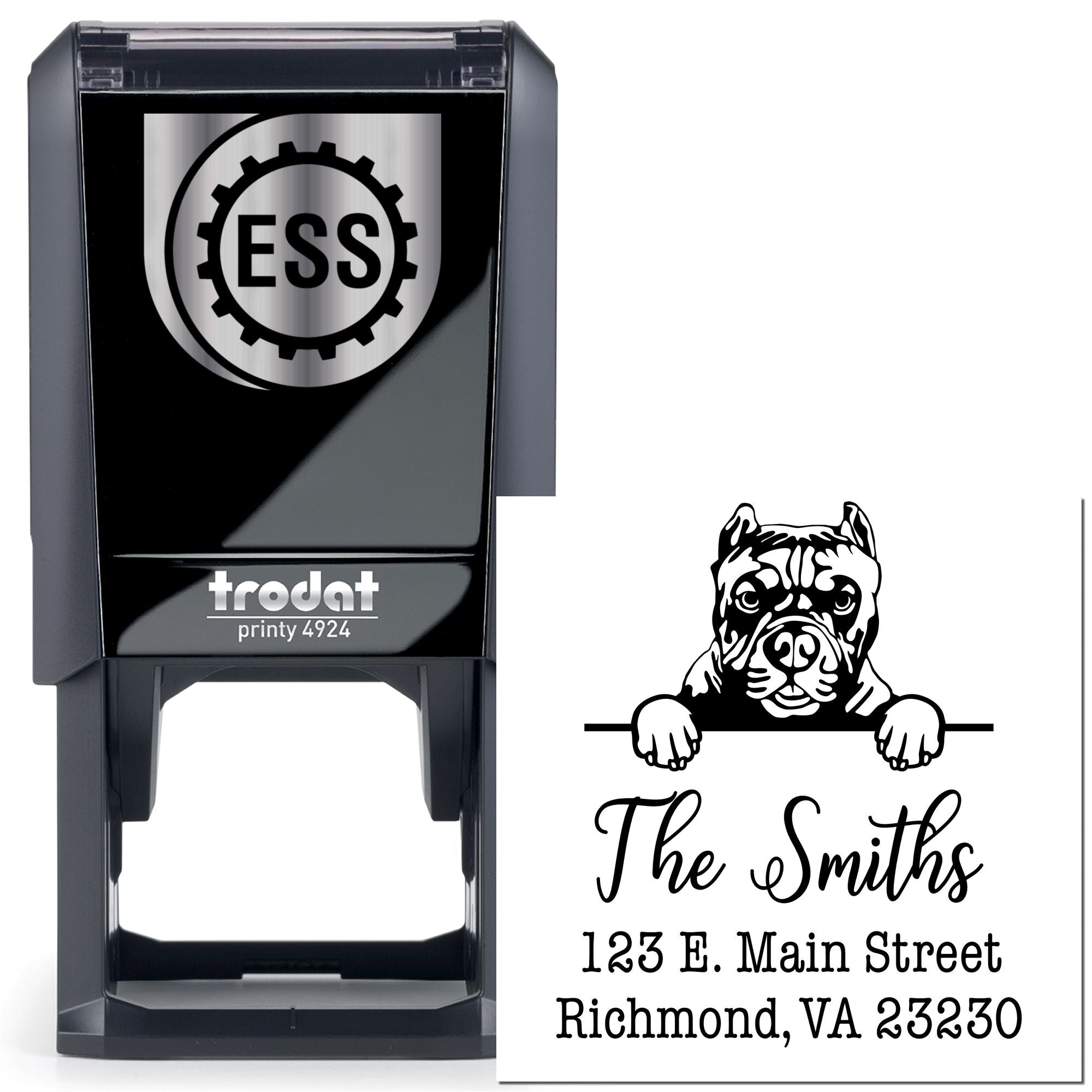 Self-Inking Pitbull Handcrafted Address Return Rubber Stamp