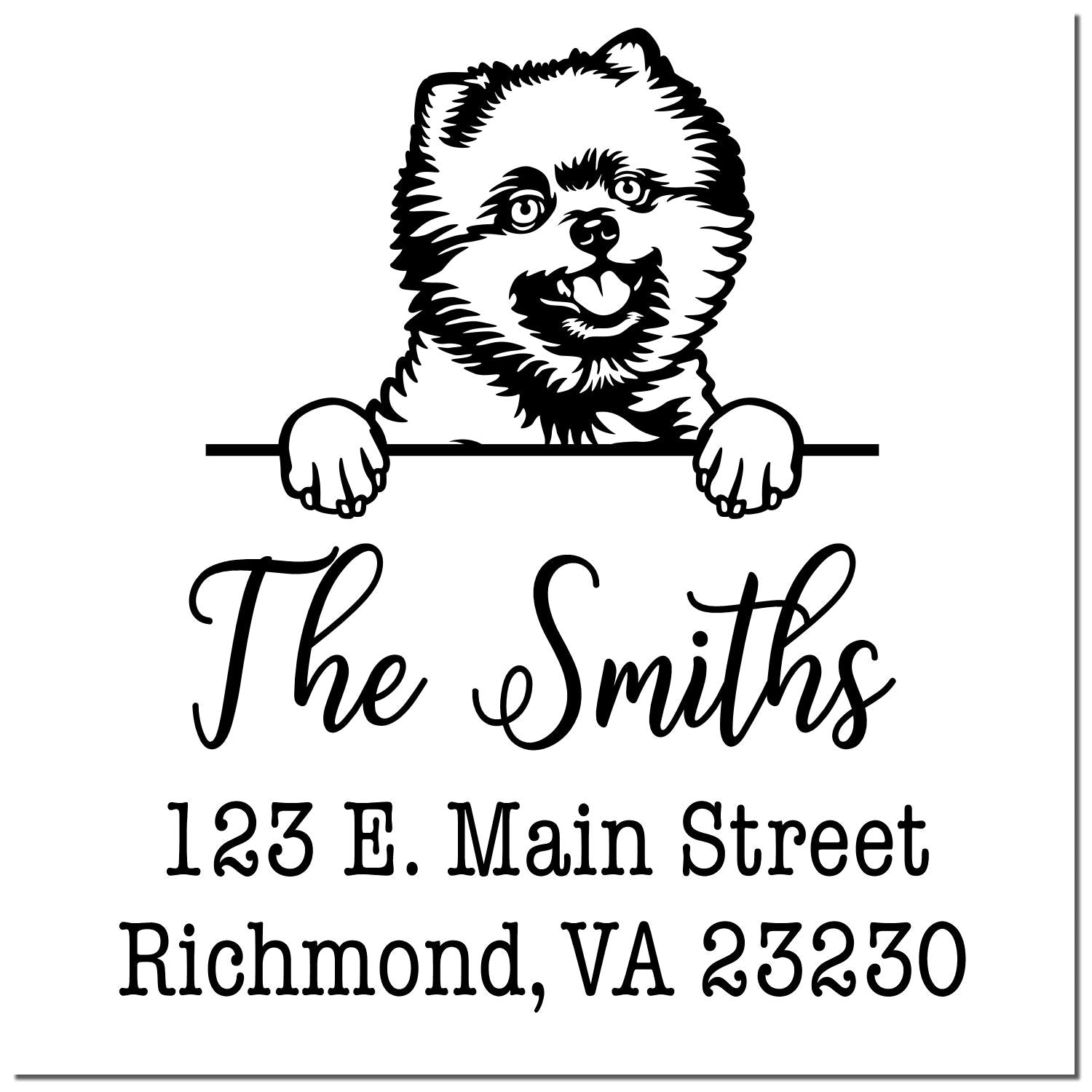 Wood Handle Pomeranians Customizable Home Address Stamp for Envelopes