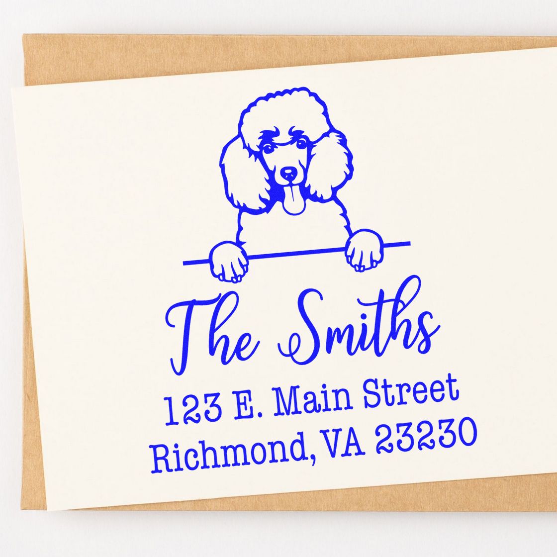 Wood Handle Poodle Customizable Home Address Stamp for Envelopes