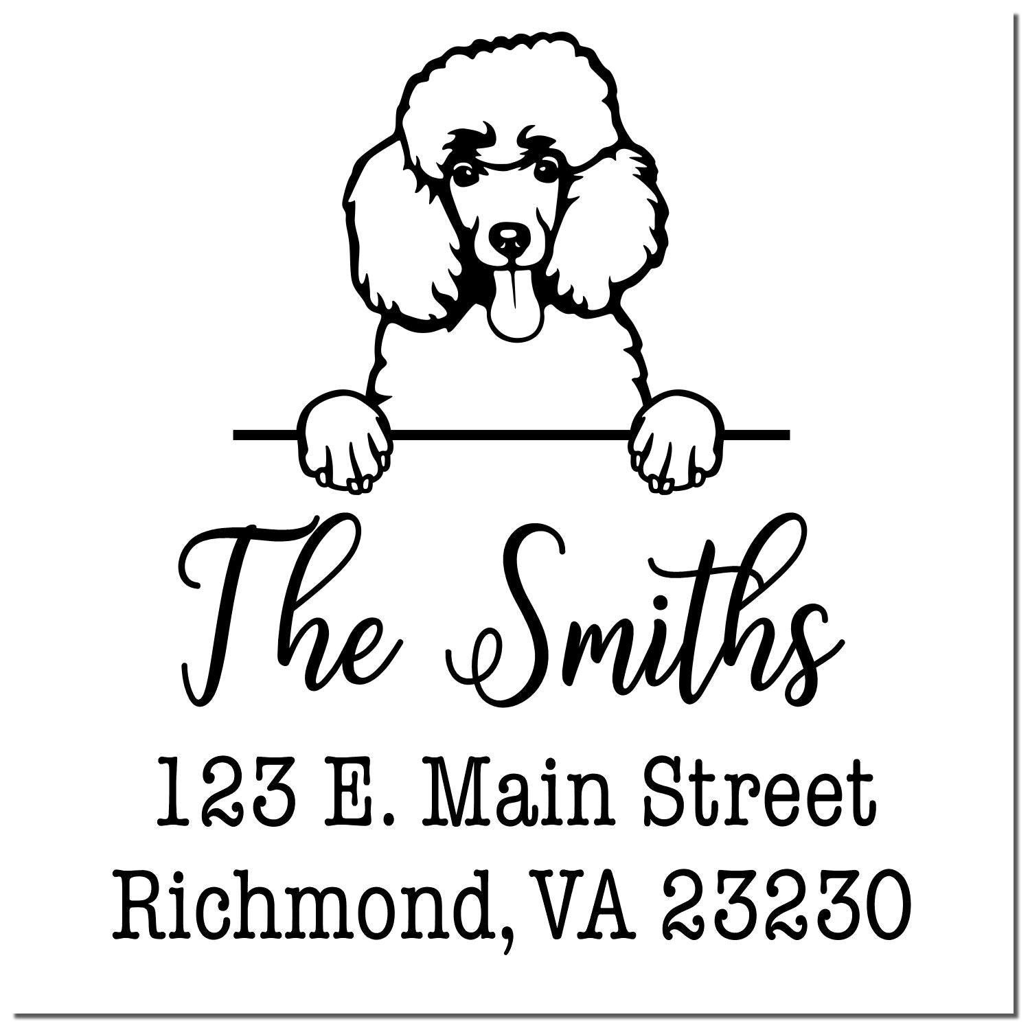 Wood Handle Poodle Customizable Home Address Stamp for Envelopes