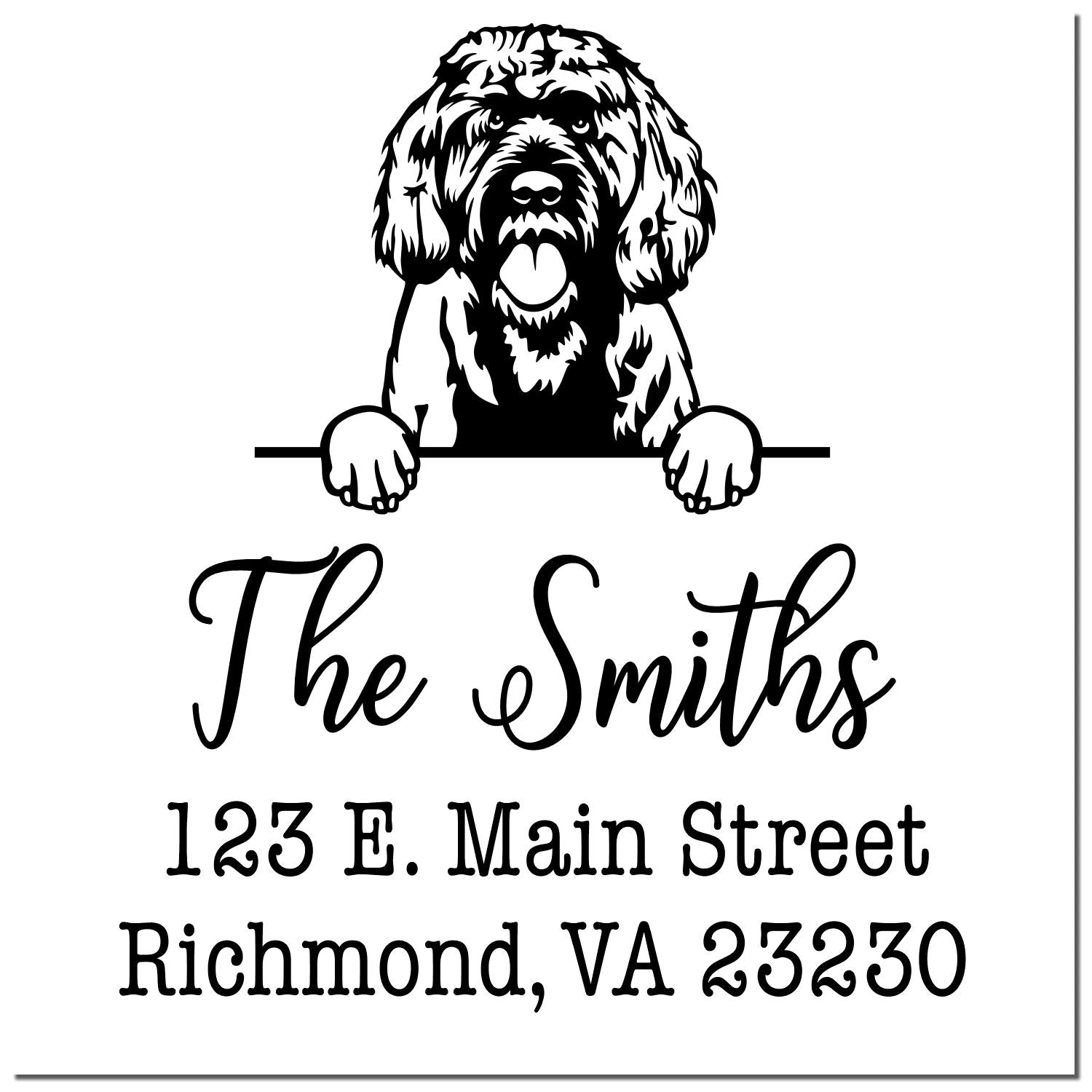 Slim Pre-Inked Portuguese Water Dog Personalized Return Address Stamp - Engineer Seal Stamps